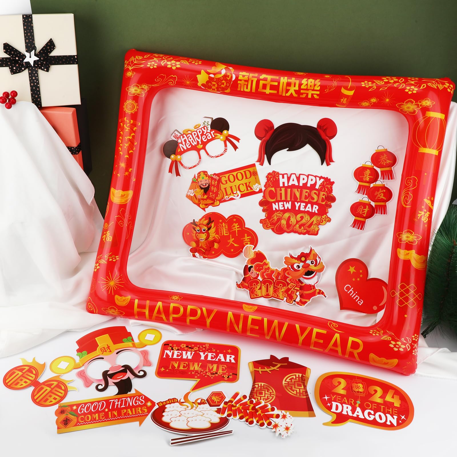 HOWAF Decoration Nouvel An 2026, 26pcs Nouvel An Accessoires De Photobooth Props Avec Heureux Nouvel An 2026 Cadre Photo DIY Kit Pour Deco Fete