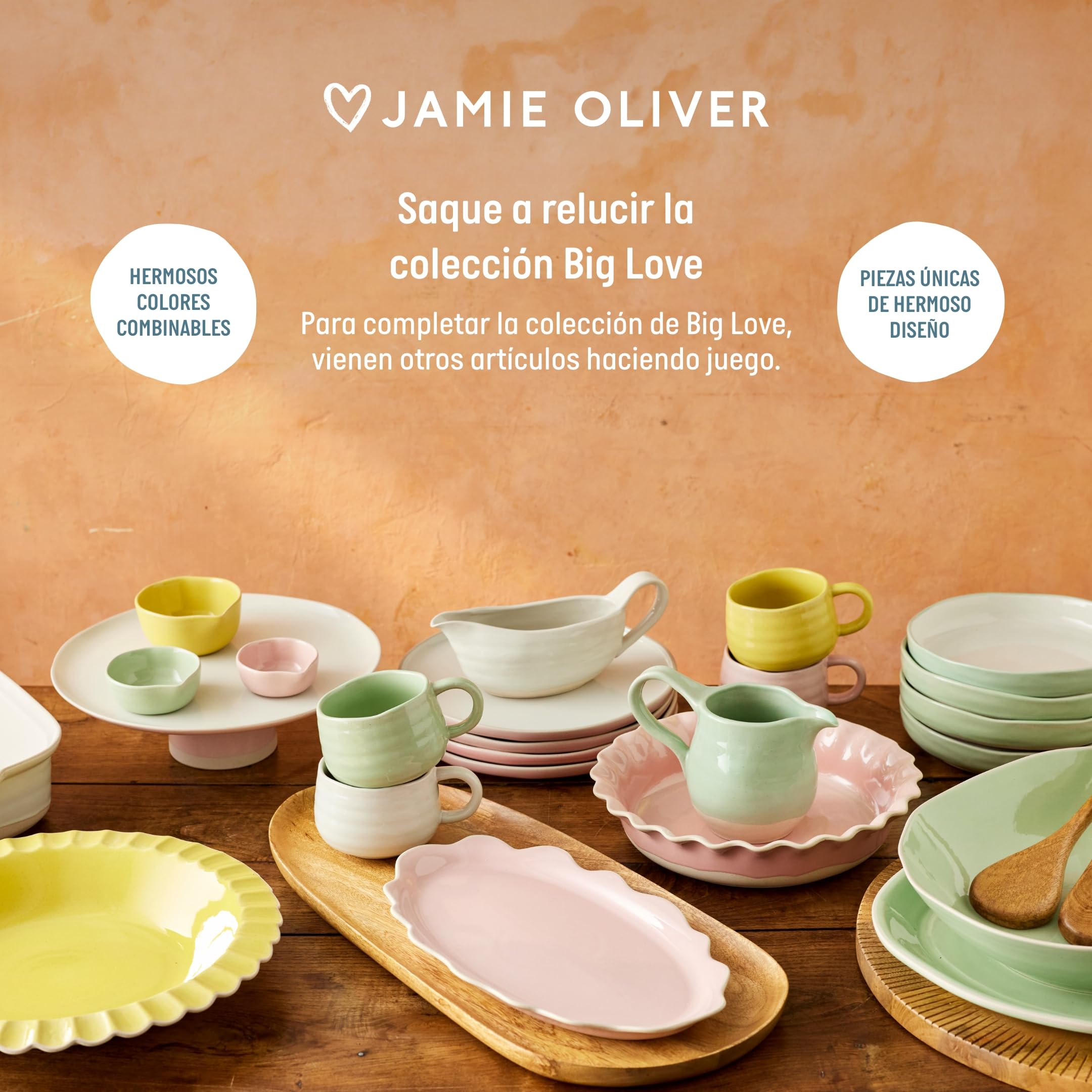 Jamie Oliver Big Love Proper - Plato para tarta, rosa, redondo, de gres moteado con bordes festoneados para repostería, horno a mesa, lavavajillas, microondas, apto para lavavajillas, 28 x 6 cm