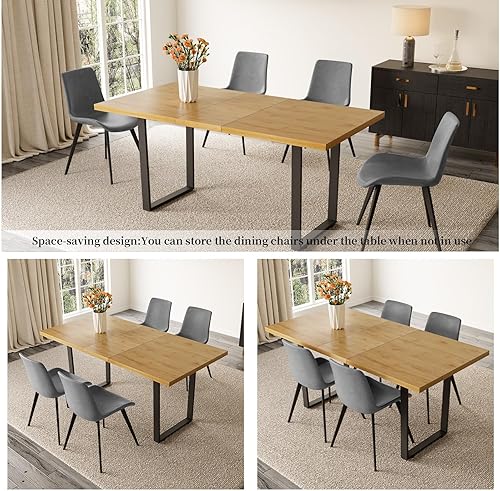 Miniatura 103 de Combinación de mesa de comedor y silla moderna extensible de 63 a 79 pulgadas, juego de mesa de comedor familiar de 6/8 personas, tablero de mesa de