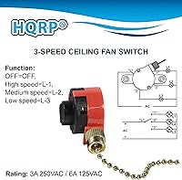 Vista 3 de HQRP Interruptor de 3 velocidades de 4 cables compatible con Hunter, Hampton Bay, Harbor Breeze, Westinghouse - Interruptor de cadena de tracción