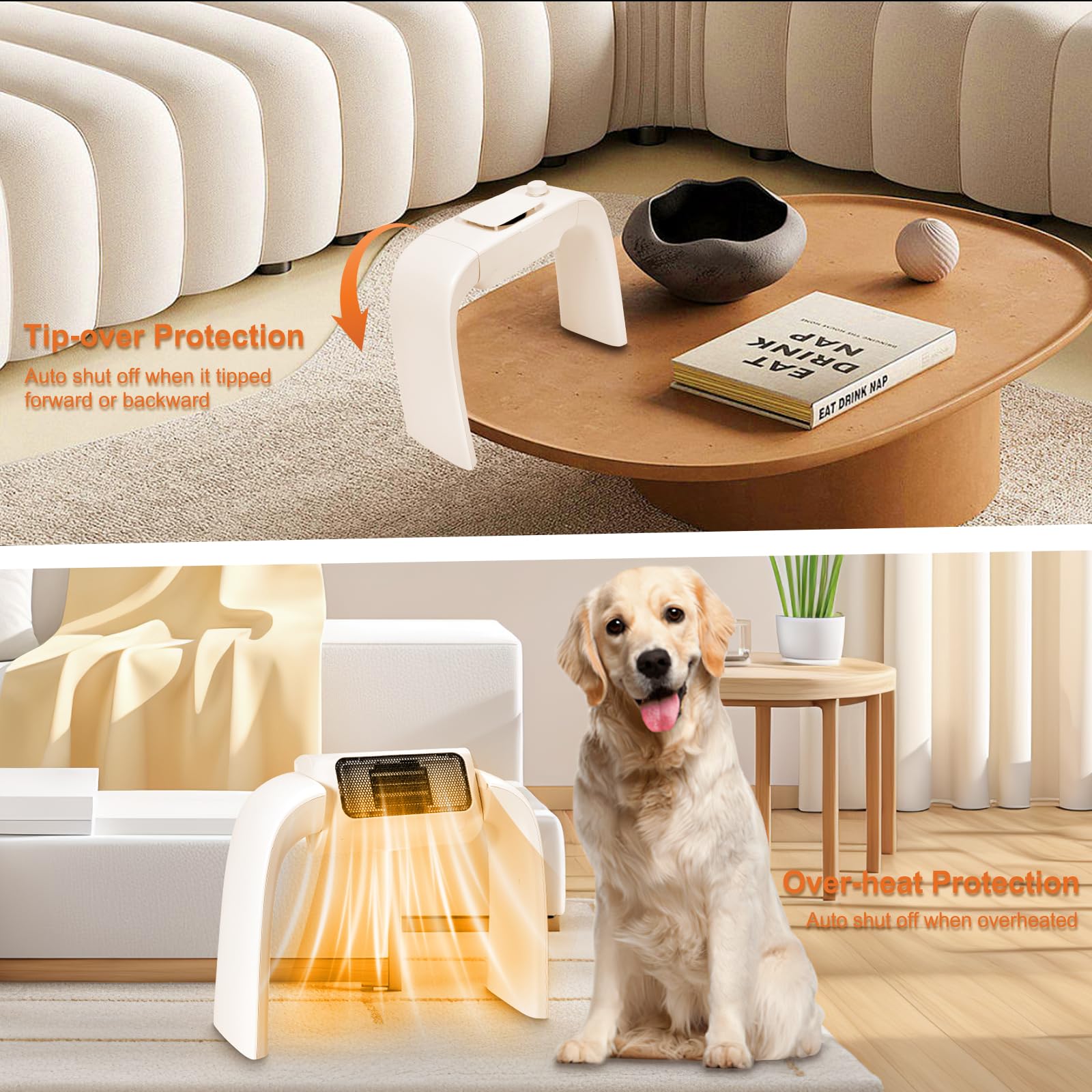 Space Heaters for Indoor Use, Portable Foot Heater under Desk for Office, Electric 300W Ceramic Energy Personal Feet Heater with Thermostat,Quiet Foot Warmer,Winter Christmas Gifts (BP626-Upgrade)