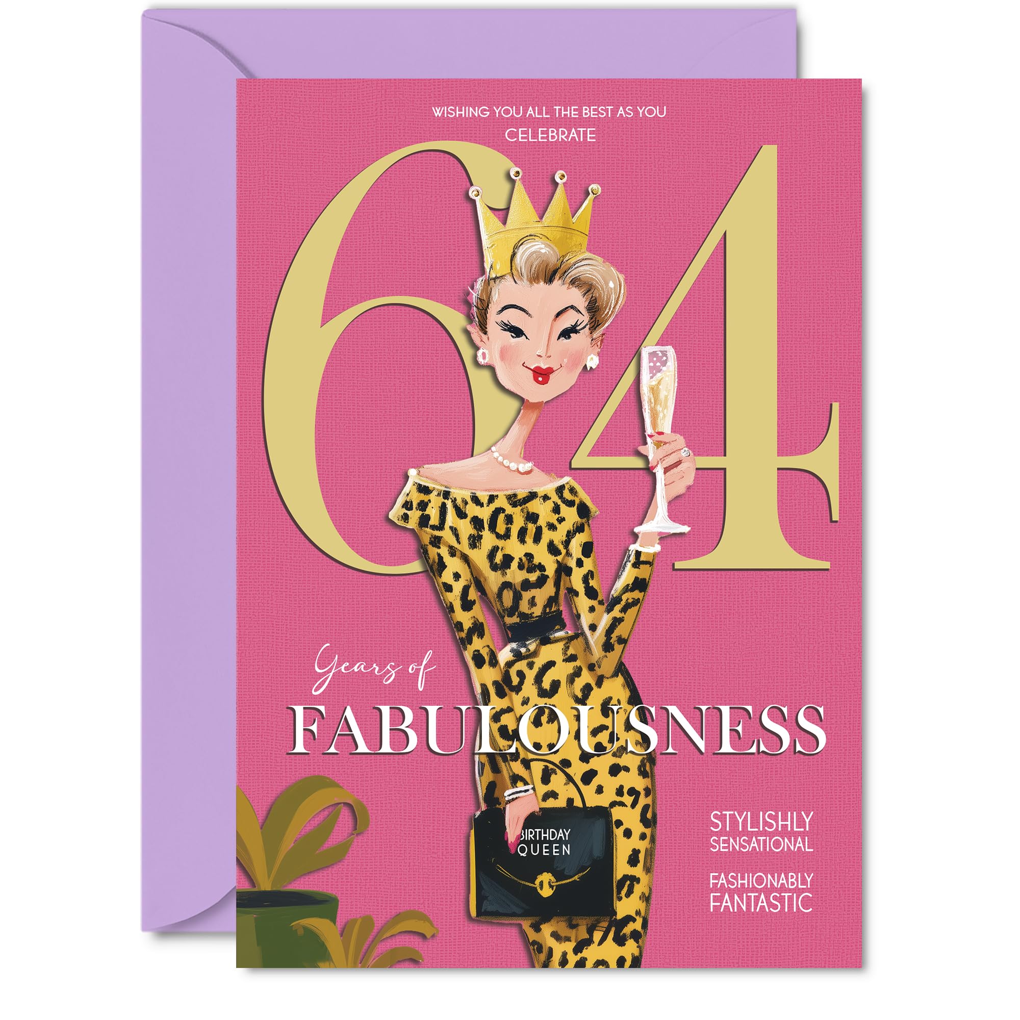 64th Birthday Cards for Women - Years Of Fabulousness - Happy Birthday Card for 64 Year Old Woman Nanny Nan Cousin Friend, A5 Bday Greeting Cards