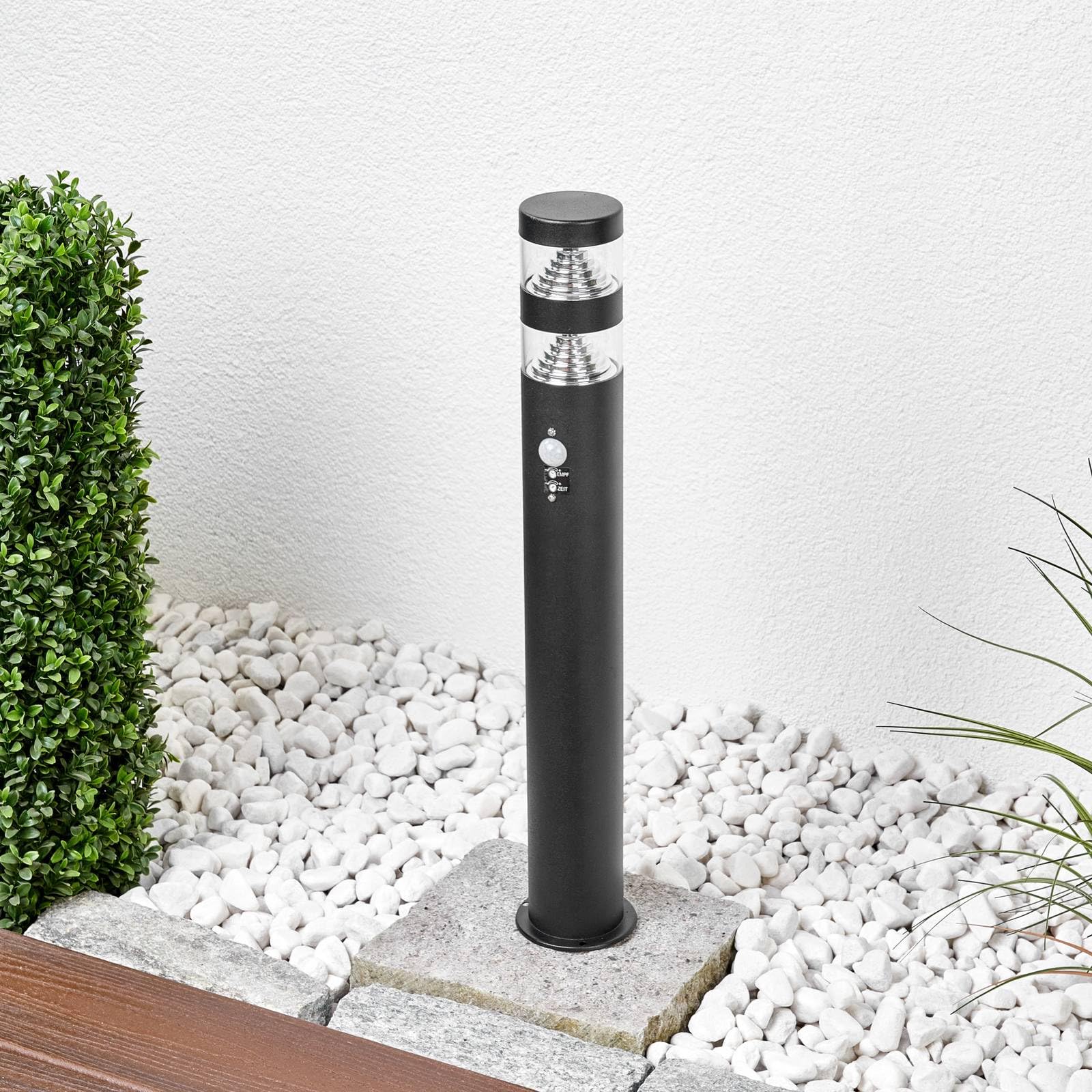 Lindby lampada da esterni con sensore di movimento (Moderno) colore Nero, in Acciaio Inox lampadina inclusa Lampioncino paletto luminoso viale lampioncino
