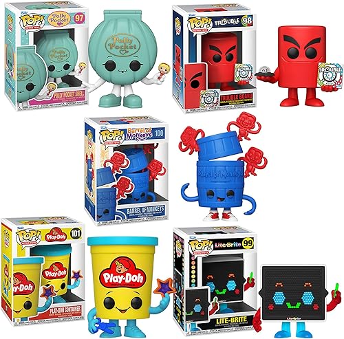 Funko Pop! Games - Juego de coleccionistas Barrel of Monkey's, Play-Doh, Lite-Brite, Polly Pocket y Trouble