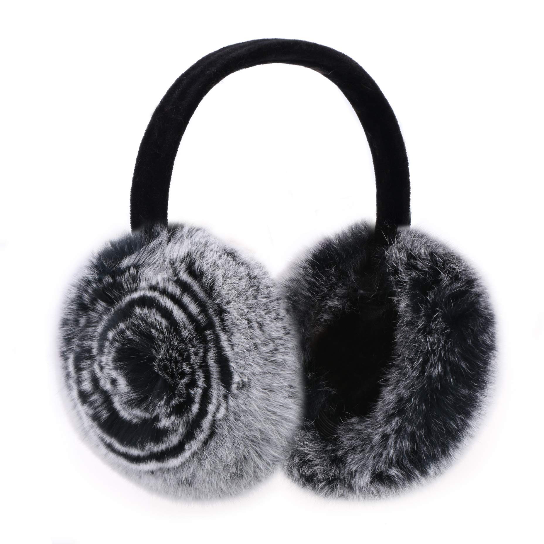 Onmygogo Plush Faux Fur Earmuff for Winter, Soft Warm and Foldable (Black)