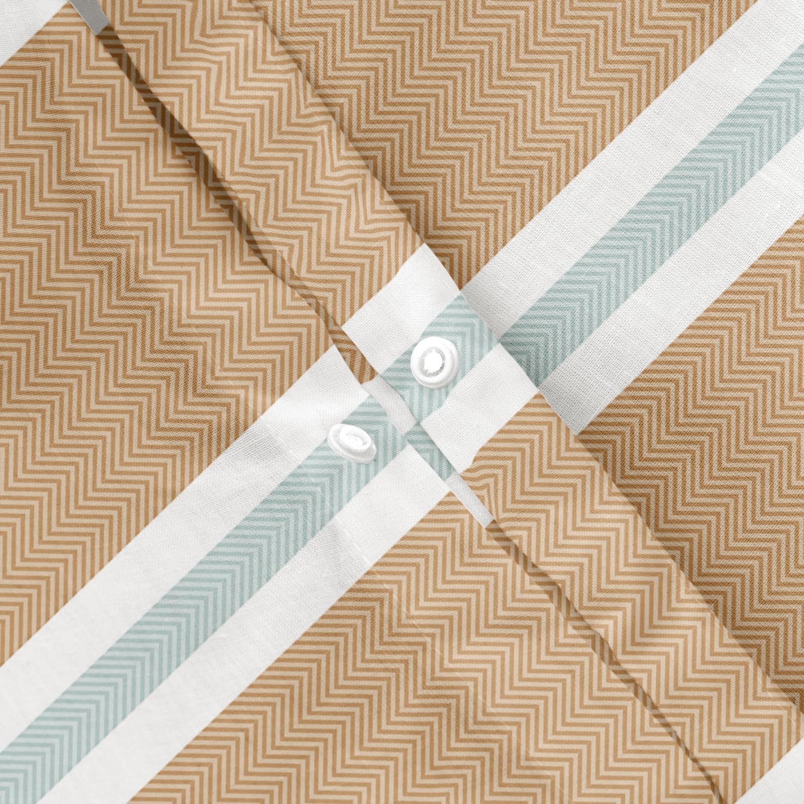 Juego Funda nórdica Cama 150/160 100% algodón - 2 Fundas Almohada 50x85 cm, Estampado líneas Taupe