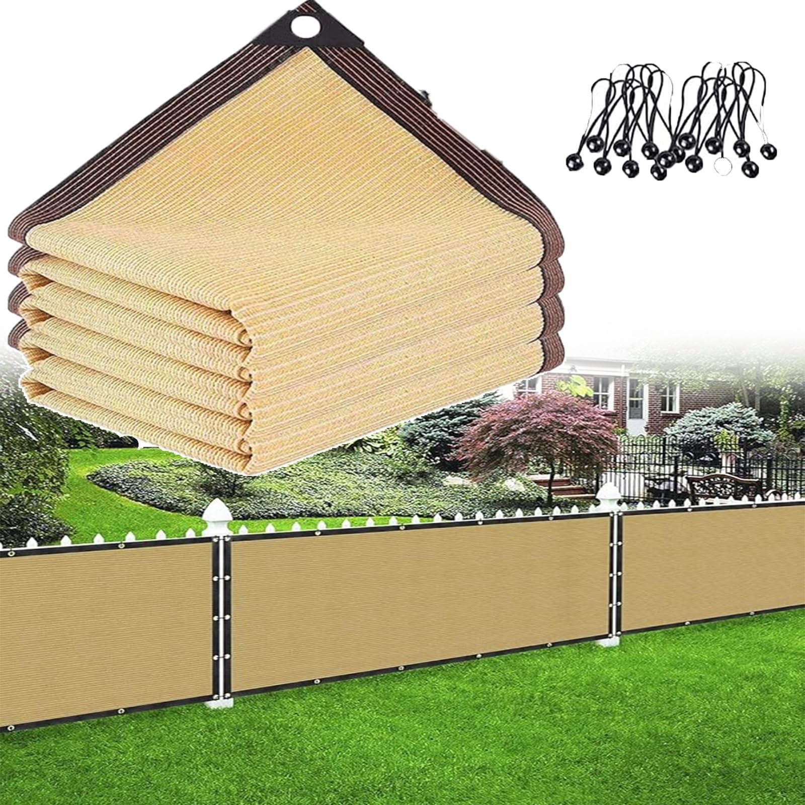 Filet D'Ombrage Robuste pour Intimité, 2,4 X 8,5 M, Beige, Idéal pour Serres, Pelouses, Chenils, Poulaillers et Appartements.