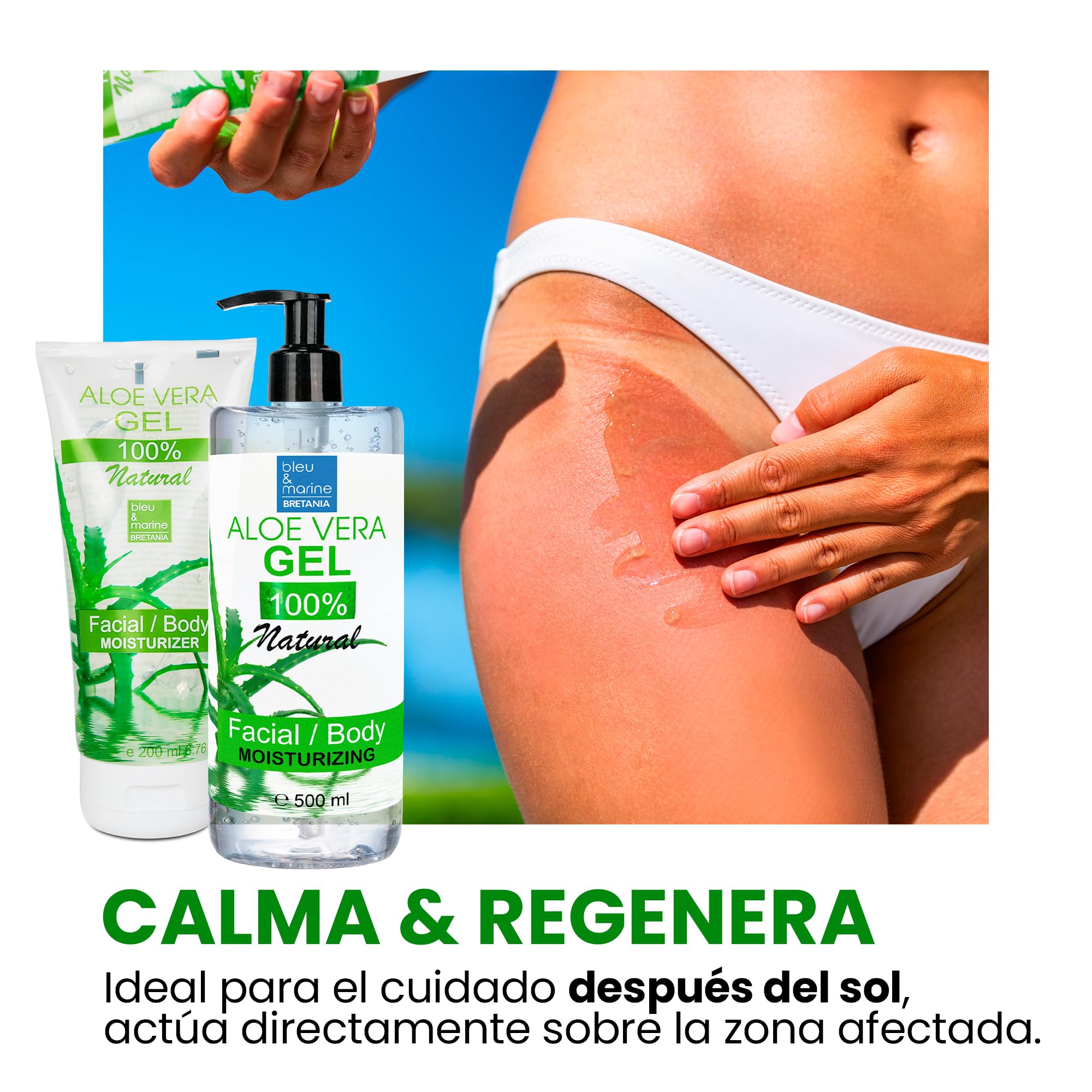 bleu & marine Bretania 100% Natural Gel de Aloe Vera Refrescante Hidratante Rostro y Cuerpo Acondicionador Pelo - 5000 ml