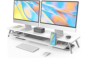 Fenge Dual Monitor Stand: Enhance Your Workspace with Dual Monitor Riser, Storage...