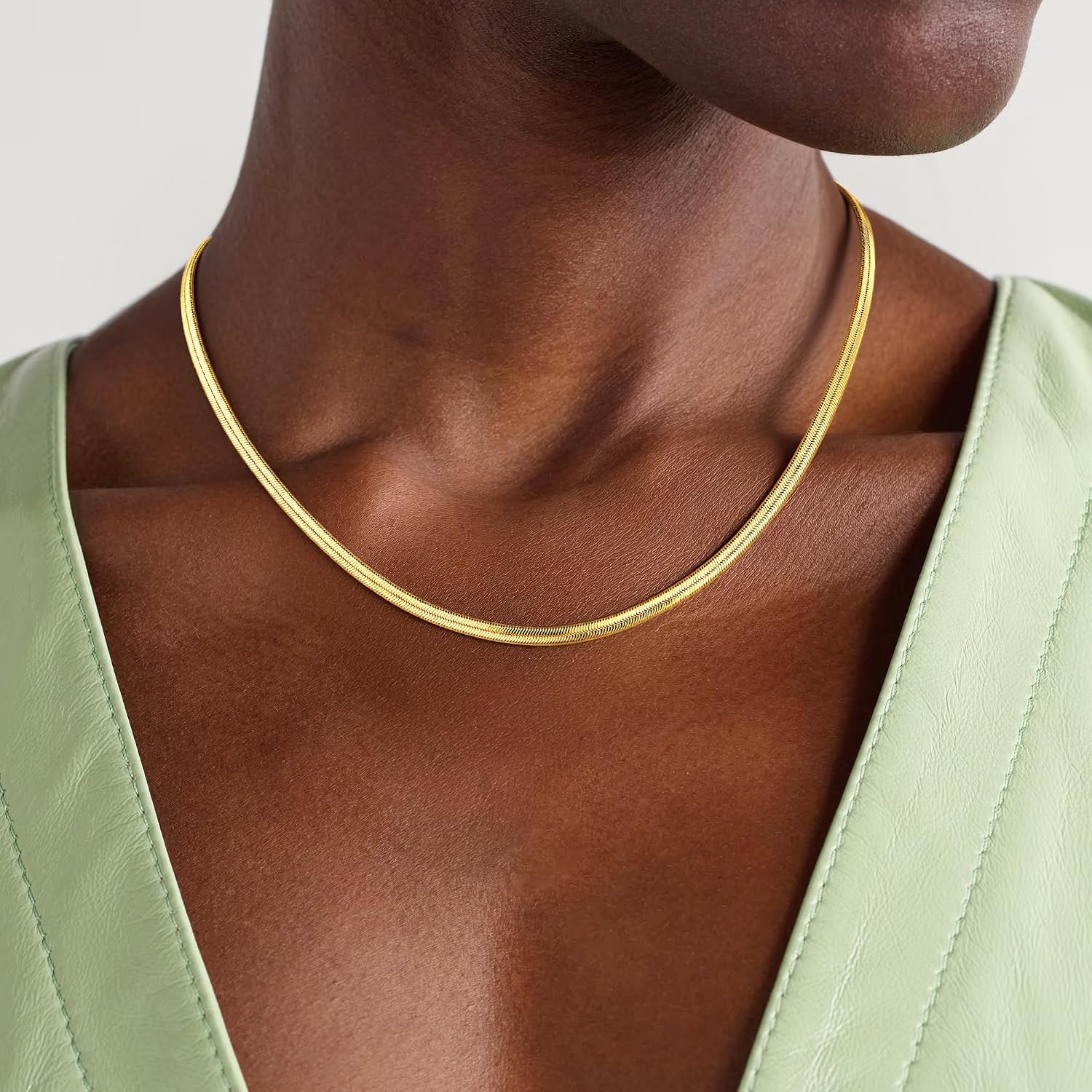 S925 Sterling Silver 3.5mmSnake Trendy Unisex Jewelry 18K Gold Plated Chain Necklace For Women