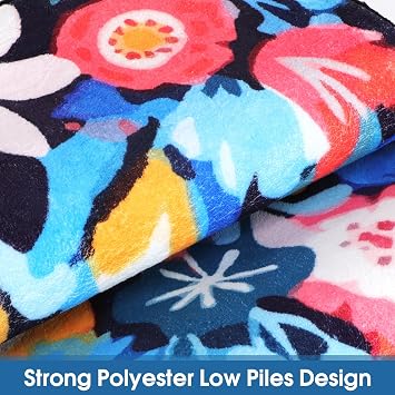 Door Mat Indoor Entrance 24 x 35.5, Non-Slip Machine Washable Boho Floral Doormat Entry Rug, Low Pile Small Area Rug for Entryway, Front Door Indoor Entrance, Black