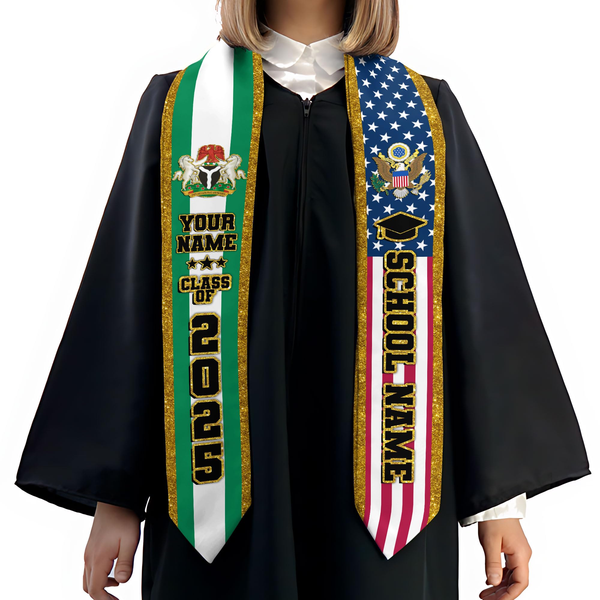 MonkeyVan Custom Nigerian Graduation Sash, Nigeria Stole Customize, Nigerian Stoles For Graduation 2025, Class of 2025 M77