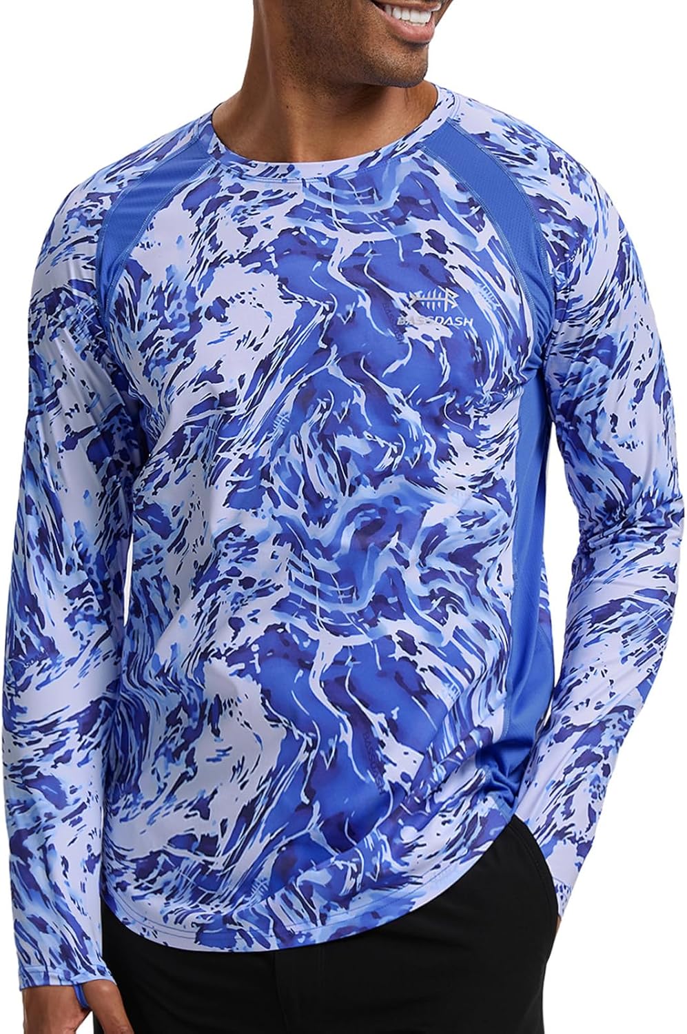 BASSDASH Men's UPF 50+ Wrinkle-Free Fishing Shirt Long Sleeve Casual Tee with Breathable Mesh for Hiking Running SR01M