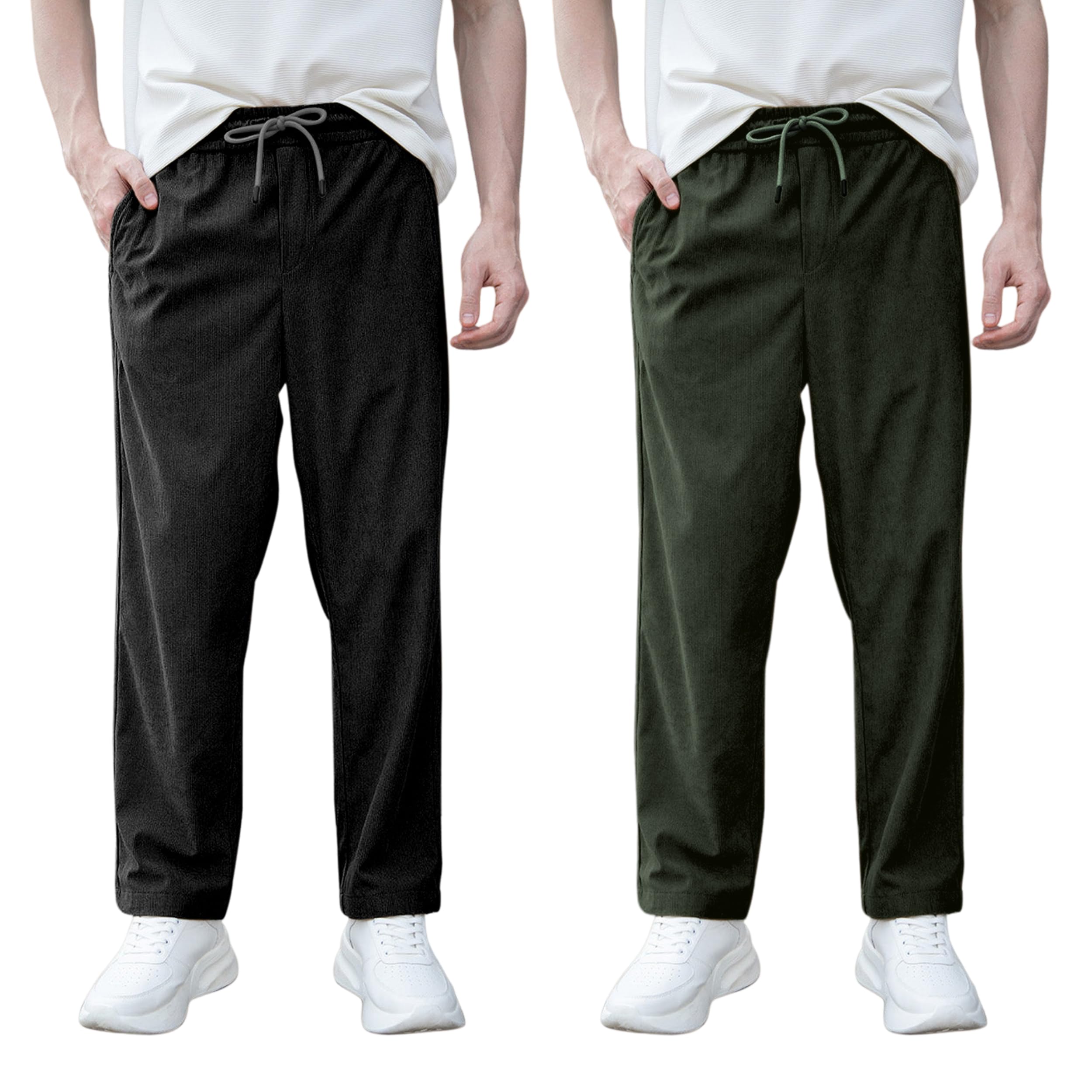 Men’s Casual Corduroy Trousers | Soft Relaxed Fit Pants with Stretch Waist for Men-picture-10
