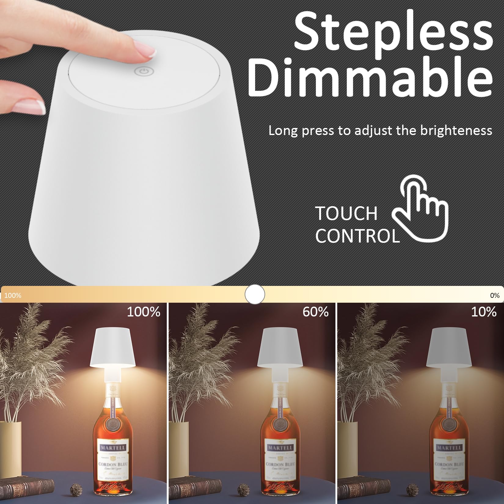 Hapfish Lampada da Tavolo Senza Fili LED, 5000mAh Lampada da Comodino 2