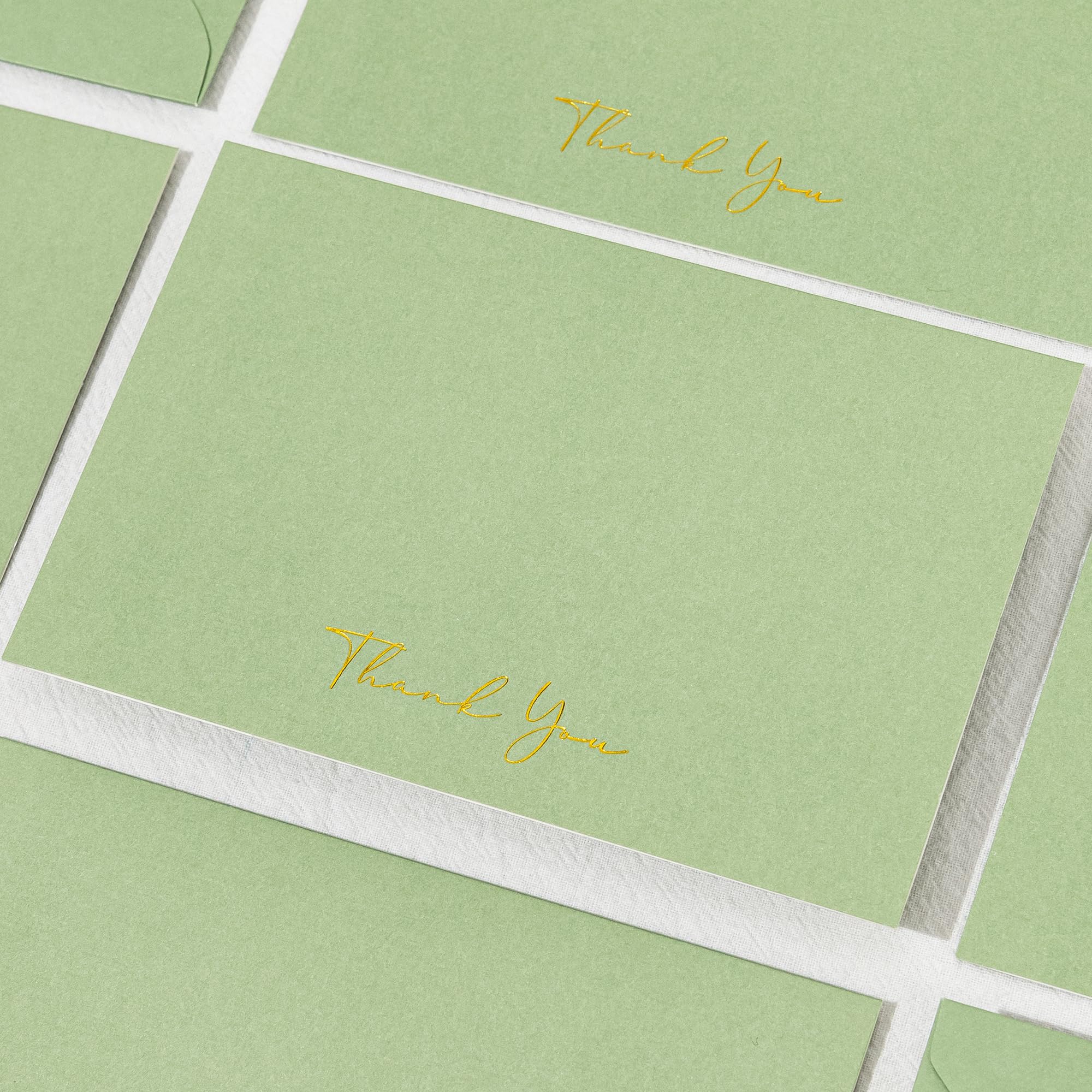 Crisky Lot de 50 cartes de vœux de remerciement avec enveloppe verte pour mariage, fête prénuptiale, fête prénatale, affaires, remise de diplôme