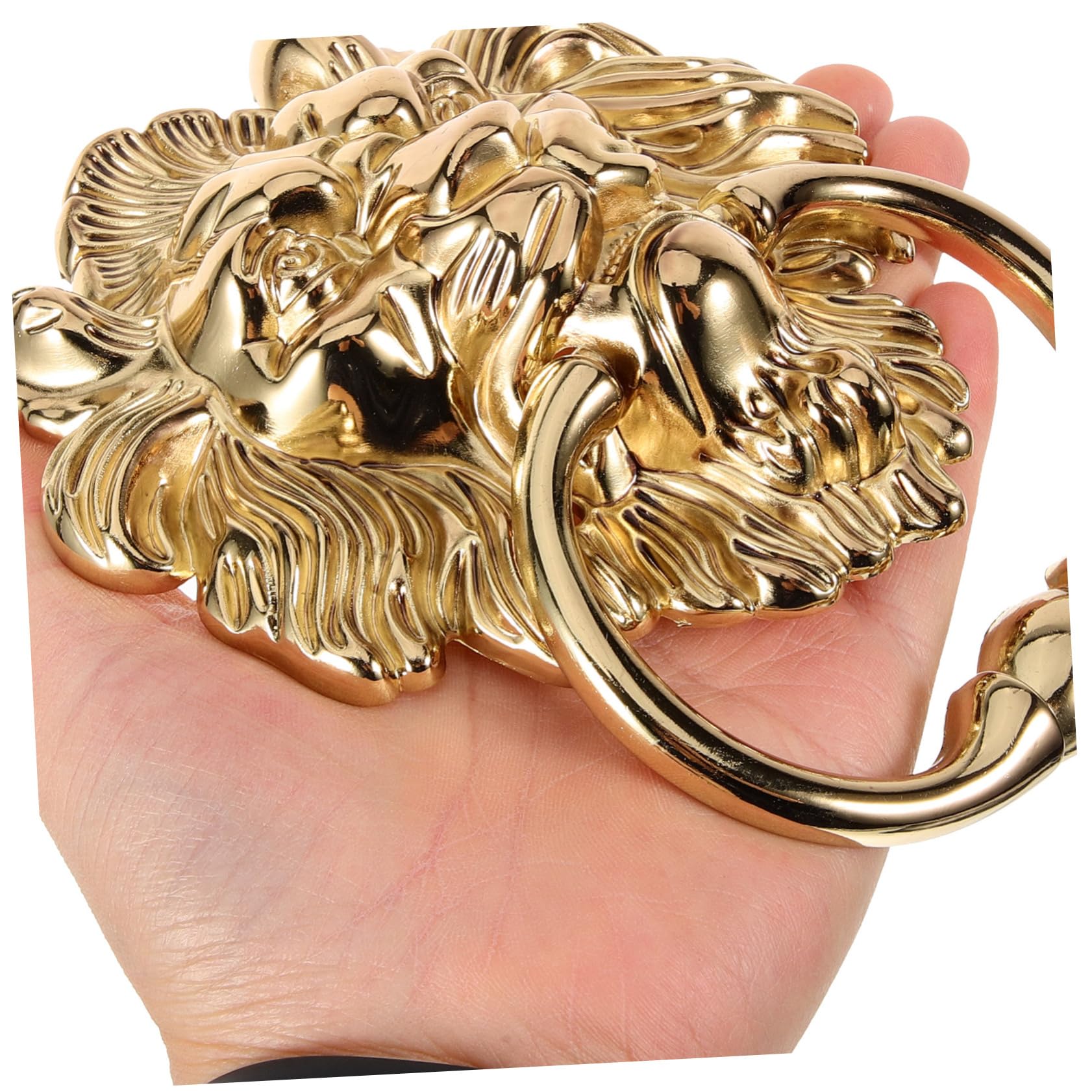 SHINEOFI Poignée De Tirage De Porte Heurtoir Tete De Lion Poignee De Porte De Portail Décorative Métal Dorée