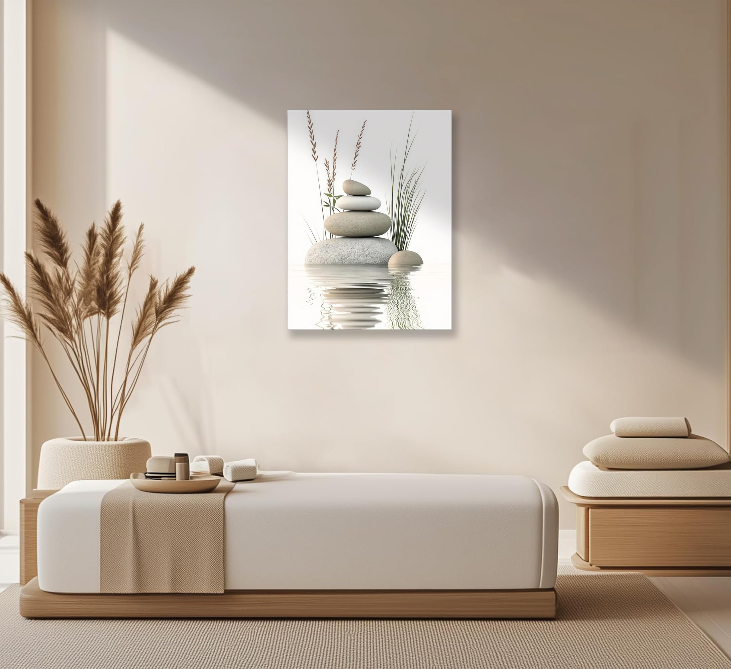 Amazon.com: KBIERQN Zen Bathroom Canvas Wall Art-Framed 24x36in