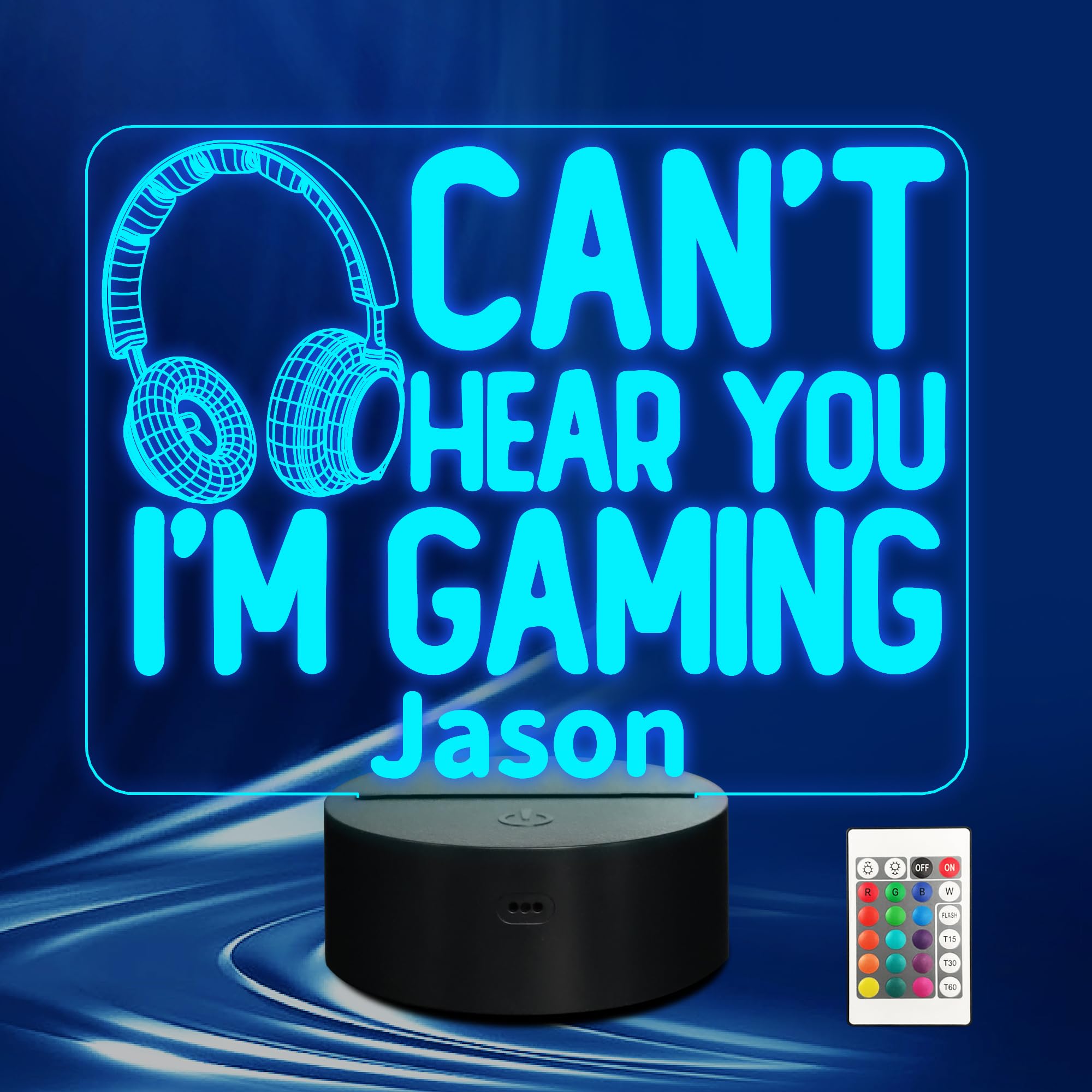 CoolGift Mart Customized 3D Gaming Night Light with Headset Graphic - 16-Color Touch & Remote Control. Perfect Funny Gift for Men, Gamers, Teens & Kids (12+) Who Love Video Games & Humor