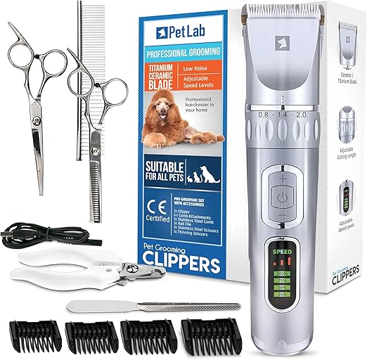PetLab Dog Clippers Professional Dog Grooming Kit for Small Medium