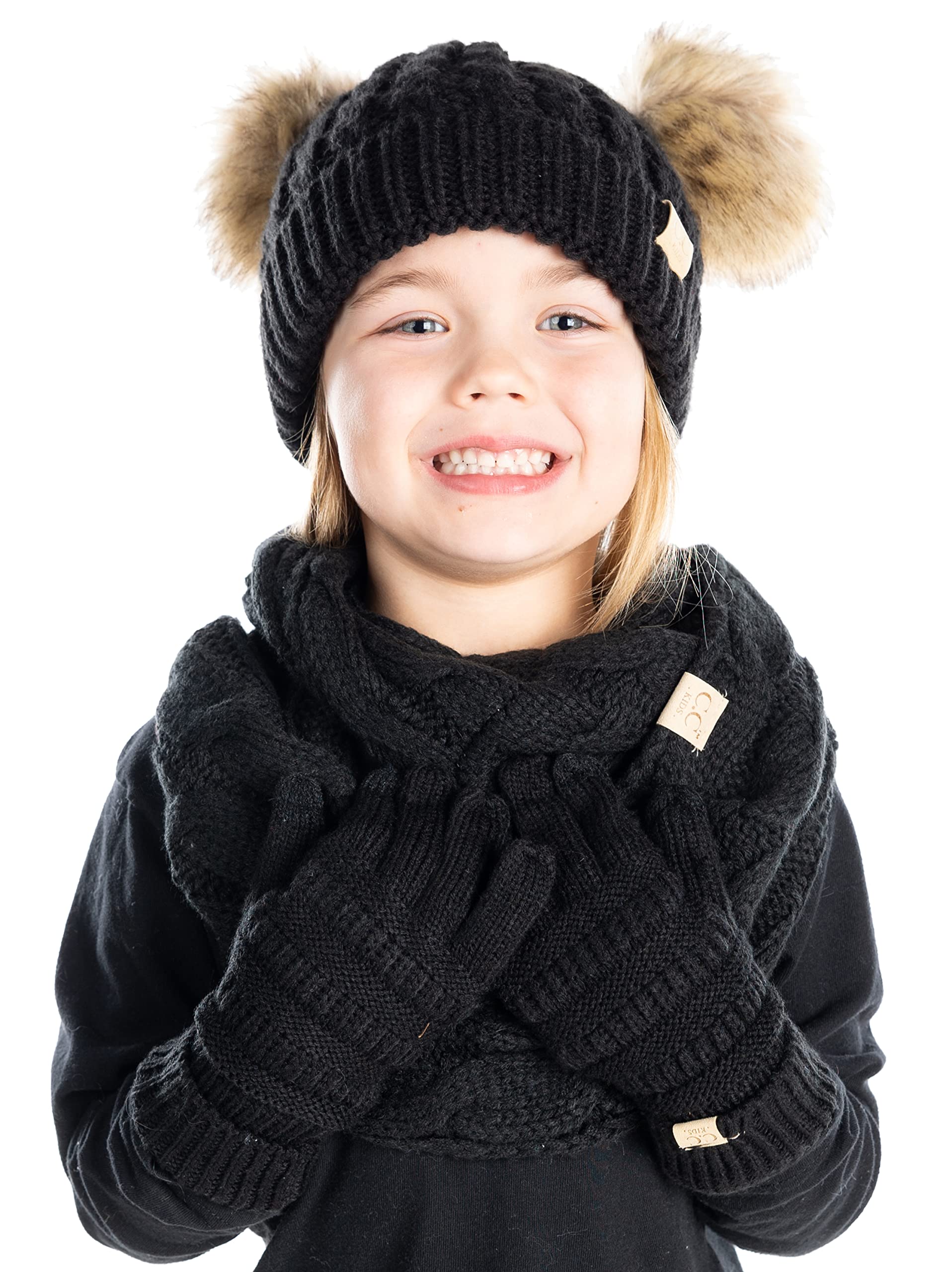Funky Junque Matching Sets Kids Beanie Hat Scarf Texting Gloves Bundle Girls Boys Toddler