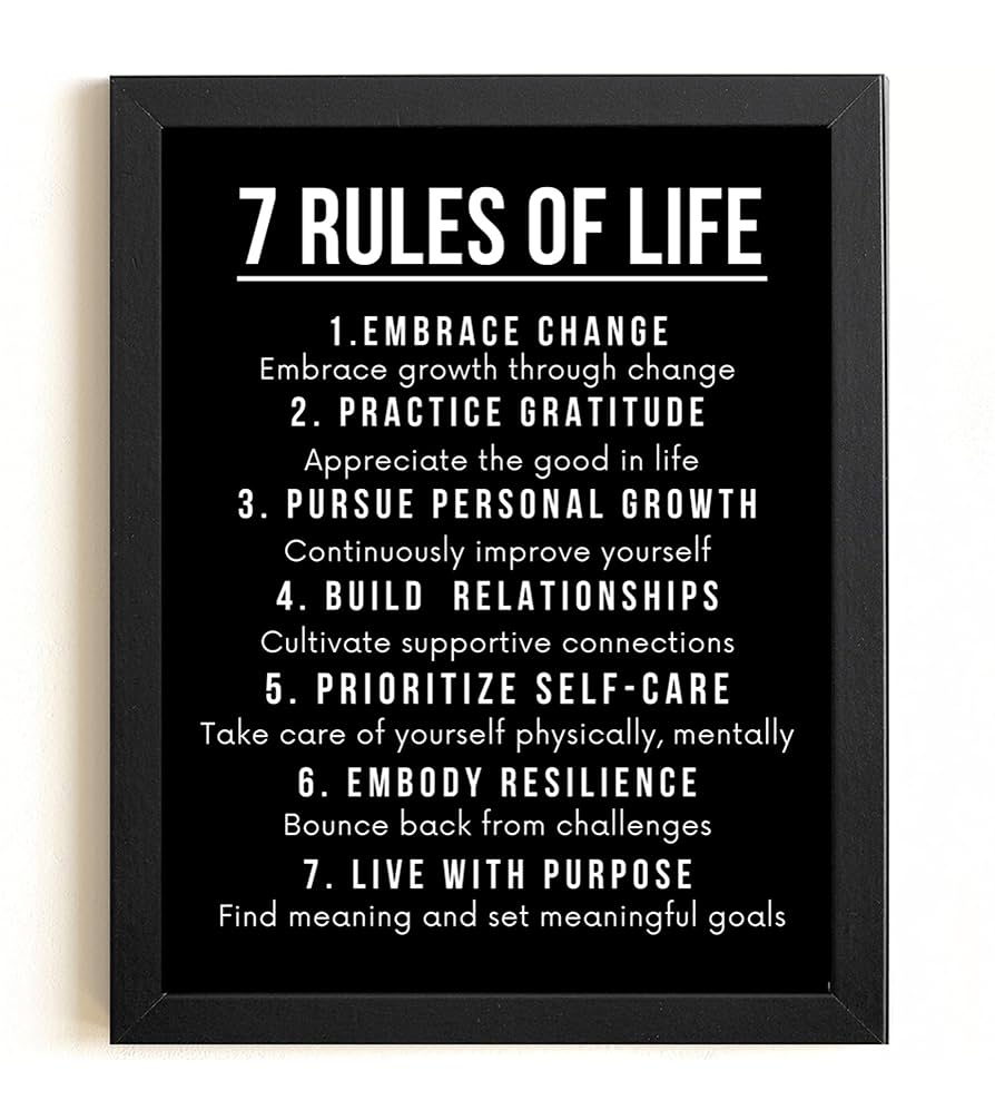 amazon-com-7-rules-of-life-motivational-quotes-wall-decor-poster-framed-inspirational-motto-canvas-print-wall-art-printed-on-premium-cardstock-paper-black-8-5-x-11-posters-prints for 7 Rules Of Life Free Printable Amazon.com: 7 Rules of Life Motivational Quotes Wall Decor Poster, Framed, Inspirational Motto Canvas Print Wall Art Printed on Premium Cardstock Paper Black (8.5 x 11): Posters & Prints for 7 Rules Of Life Free Printable
