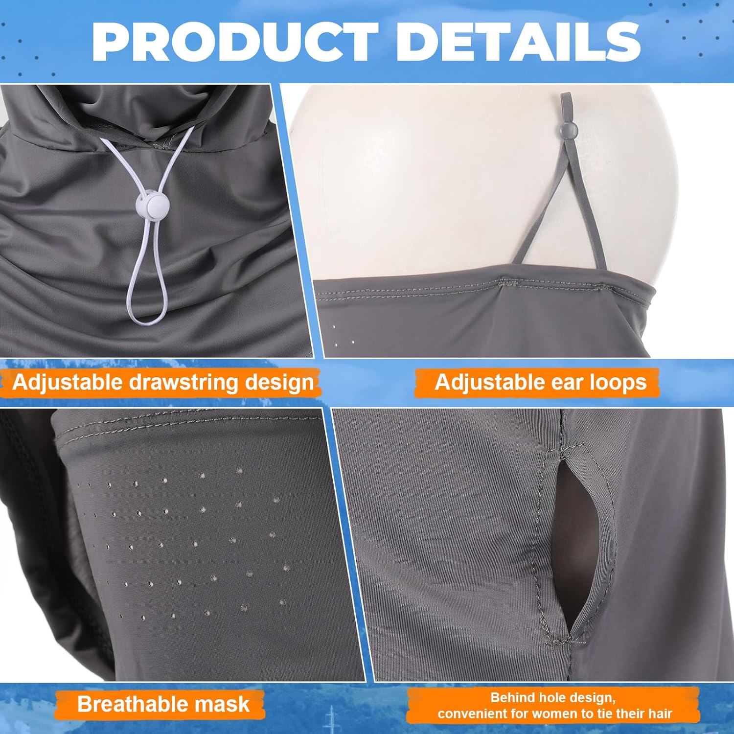 Funtery 4pcs Cooling Balaclava Face Mask for Men Women, UV Protection Breathable Face Mask Neck Gaiter Hood Covering for Motorcycle Cycling Fishing Outdoor - Image 4