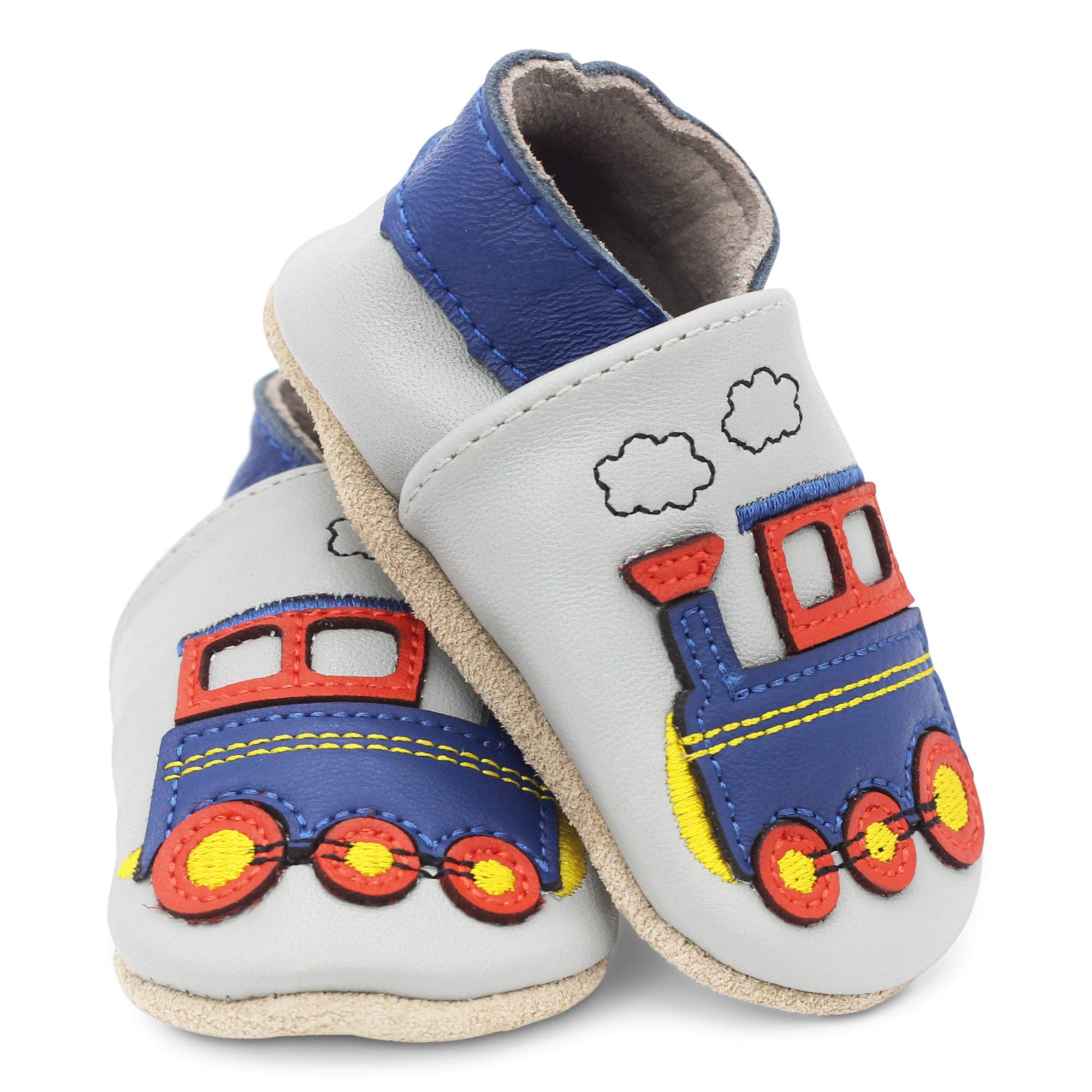Dotty Fish Calzado Minimalista para bebés y niños. Zapatos Unisex de Piel Suave con Suela Antideslizante. Ligeros, Flexibles, Respirable y aprobados por podólogos - Tren 2-3 años