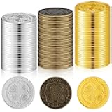 Hanaive 50 Pcs Metal Treasure Coins Metal Pirate Coins Fake Gold Coin Game Tokens Spanish Doubloon Ancient Treasure Tokens Replicas Play for Kids Board Games Pirate Party Favors(Gold, Silver, Bronze)