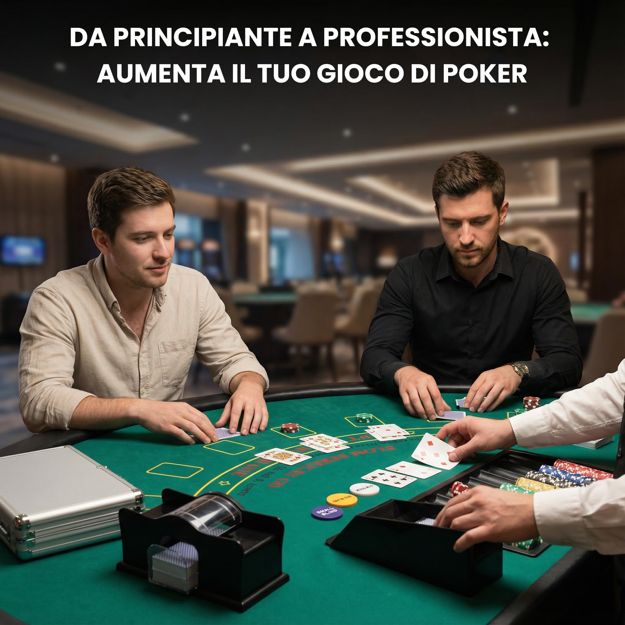 SPORTNOW Set da Poker Completo con 500 Fiches per 8 Giocatori Argento | Mescolatore di Carte, Distributore di Carte, 2 Mazzi, Tappetino, 5 Dadi, Pulsante Dealer, Valigetta