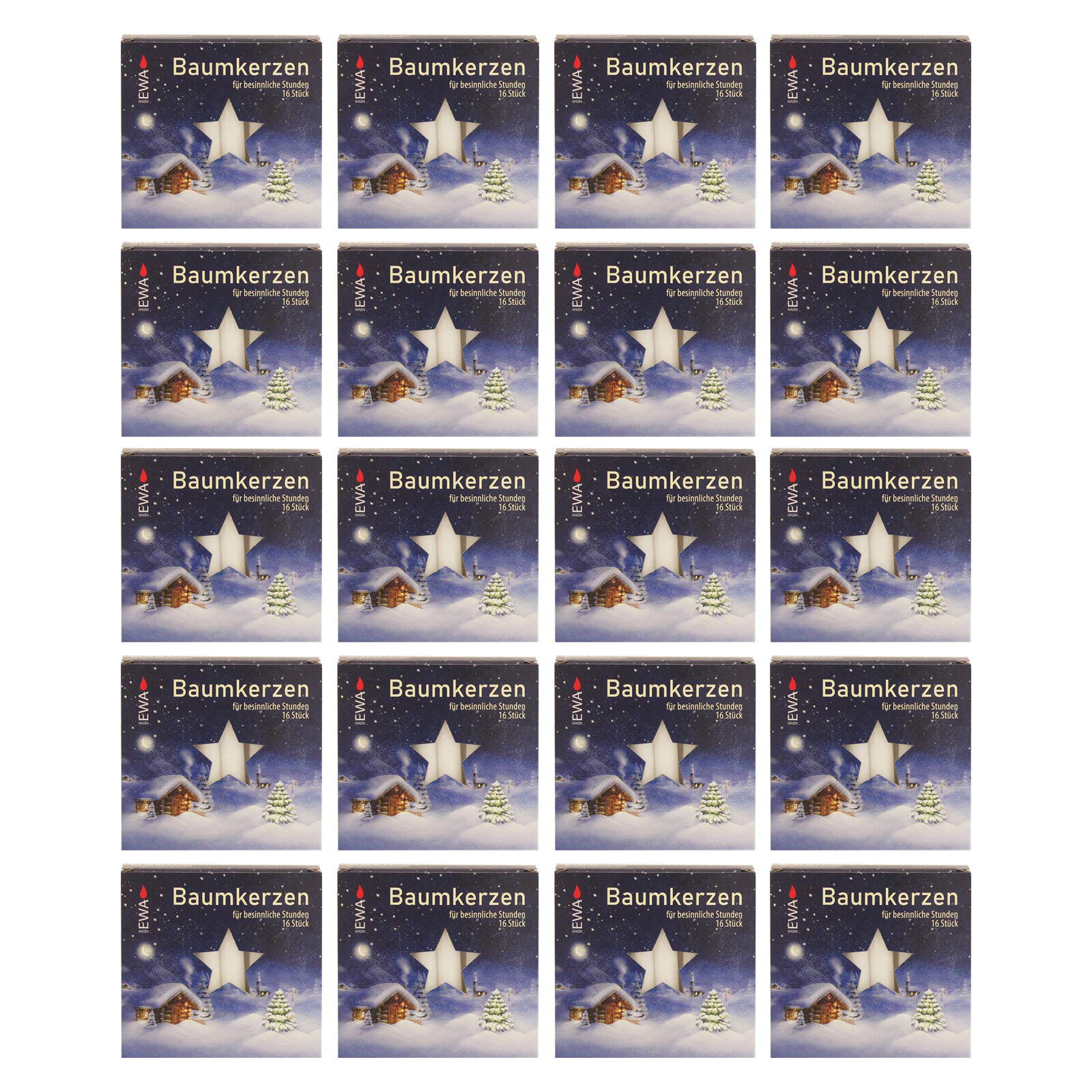 20er Pack Baumkerzen weiß ca. 14 x 110 mm (20 x 16 Stück) Weihnachtskerzen, Christbaumkerzen, Pyramidenkerzen