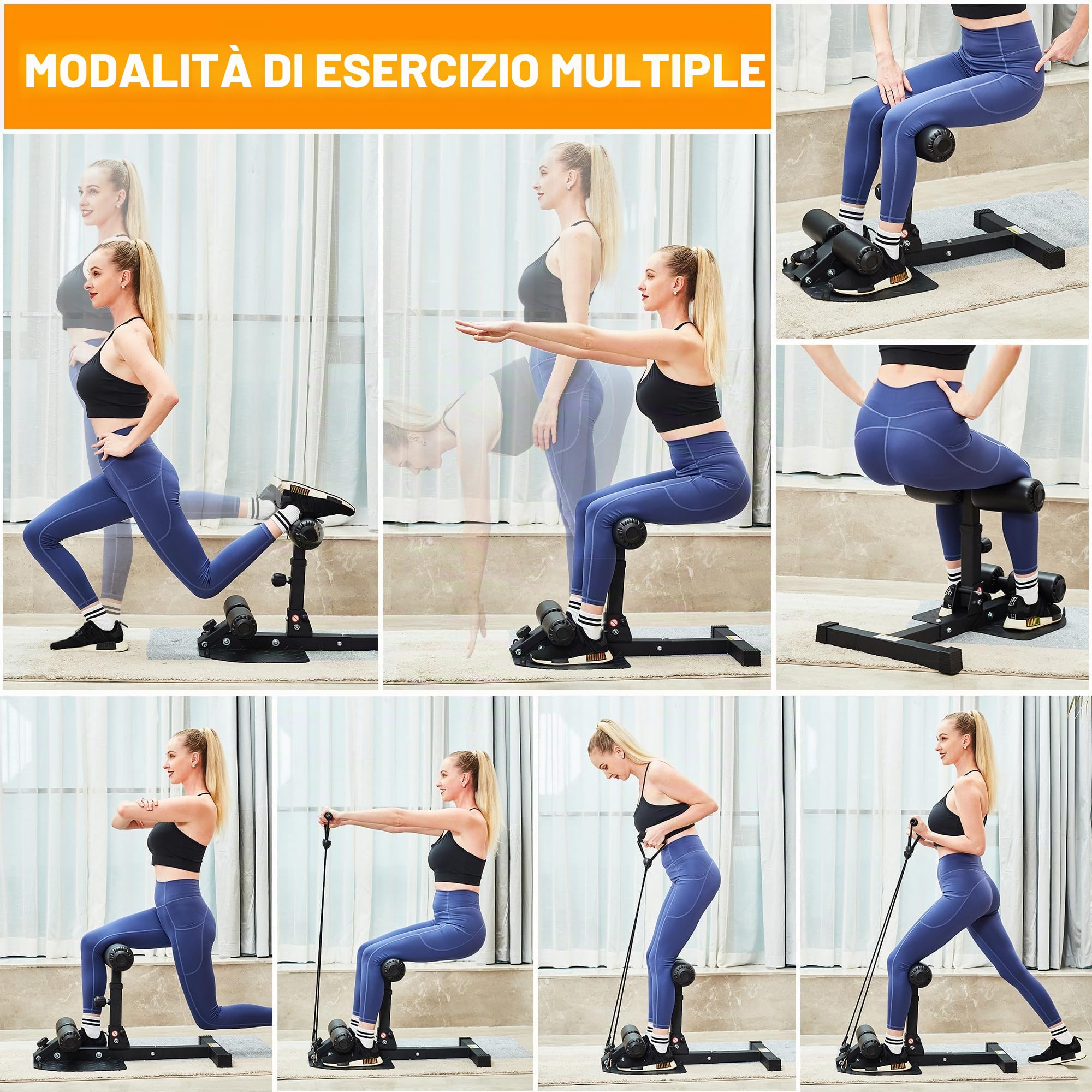 leikefitness Deep Sissy Squat Bench Core Training - Attrezzatura multifunzione per gambe a casa, palestra
