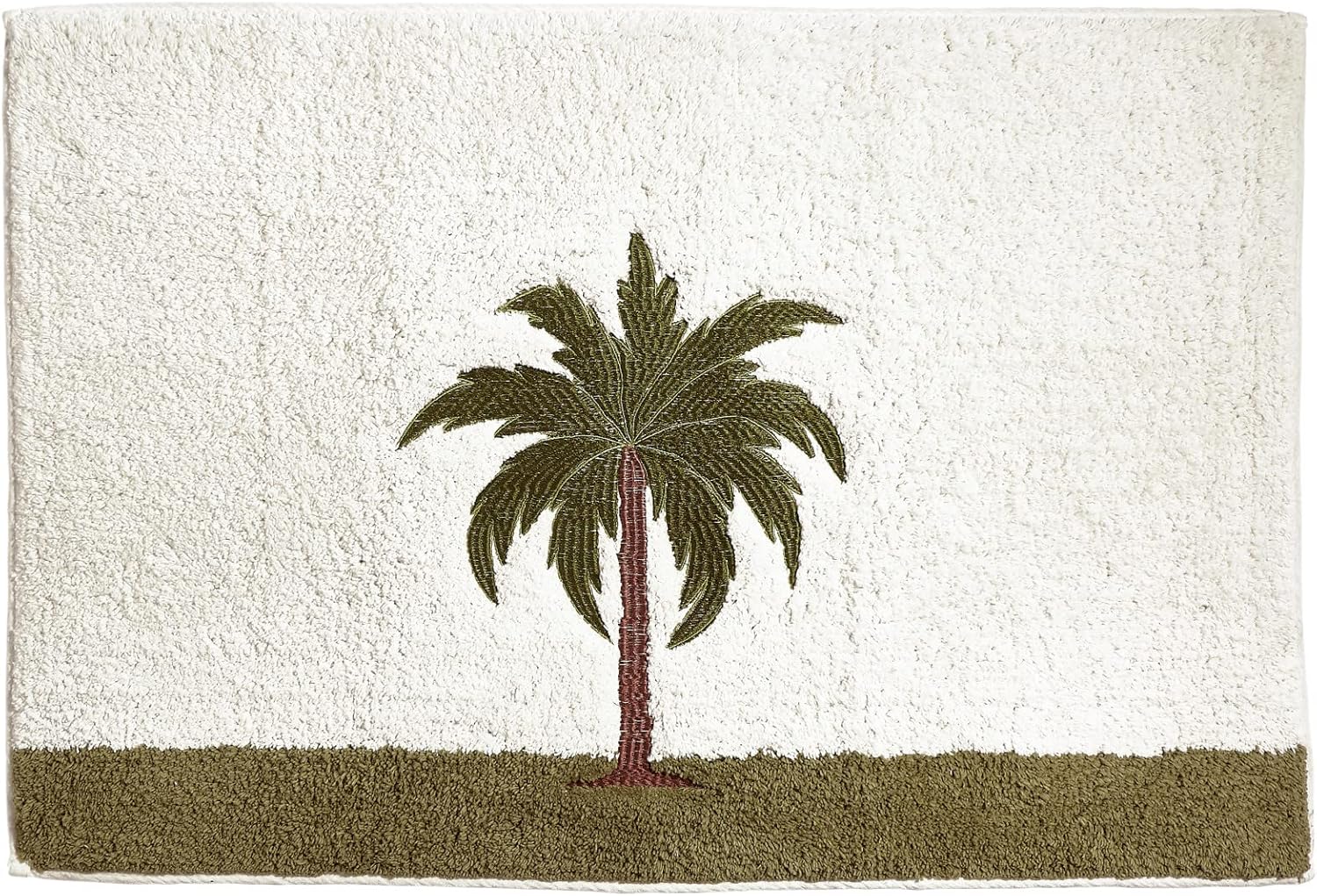 Palm Tree Bath Rug for Bathroom Cotton Tropical Coastal