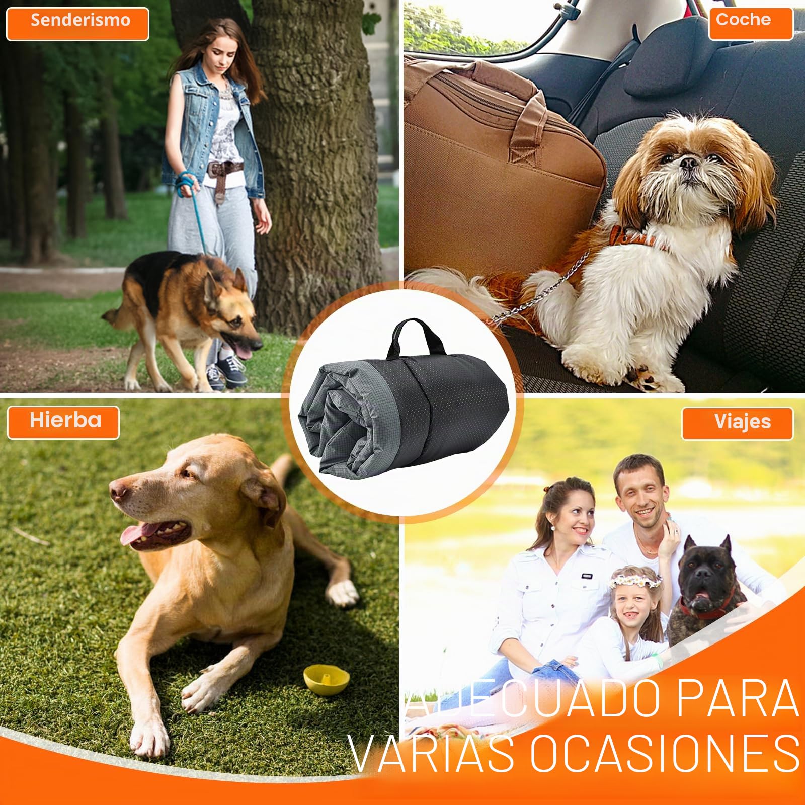 Cama Perro Mediano y Pequeño Antideslizante y Antiestres Colchon Perro Mediano Alfombra Perro Cama Perro Lavable Colchon Impermeable Dog Bed para Viajes, Camping, Exterior (Gris, 90x60 cm)