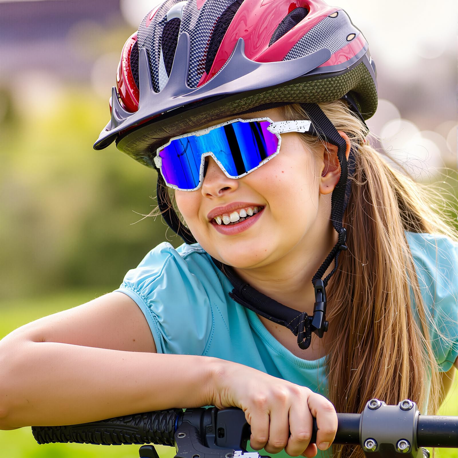 Occhiali da Sole Bambino 6-15 Anni Protezione UV400 Occhiali Polarizzati Ciclismo Bici Sportivi Running per Bambini Ragazzi Ragazze