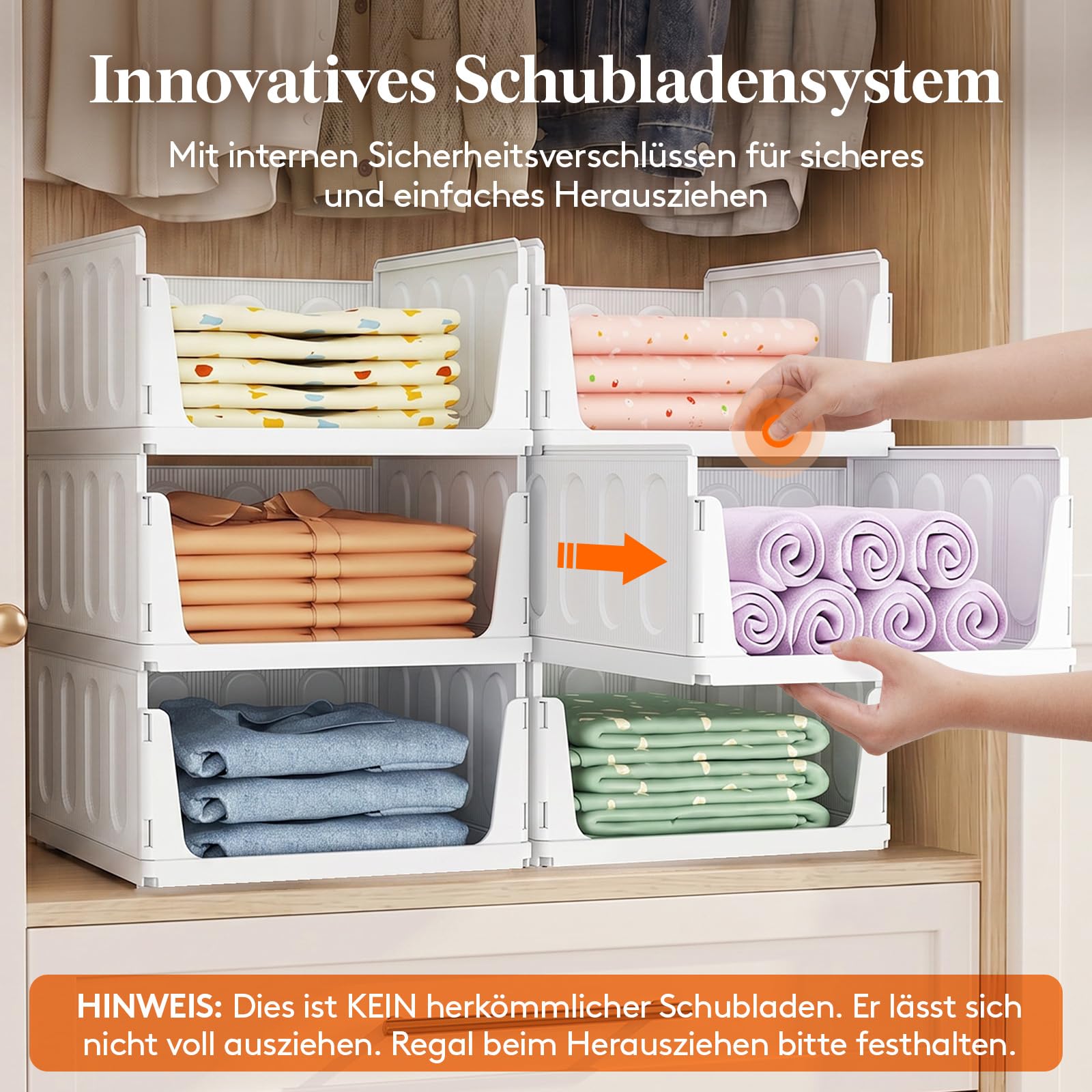 Lifewit 6 Pack Stapelbar Kleiderschrank Wardrobe Organizer für Kleidung, Kunststoff Ausziehbar Ordnungssystem Schrank für T-shirt, Innen Aufbewahrungsbox für Küche, Wohnmobil, Camping, 35.5 cm Dept