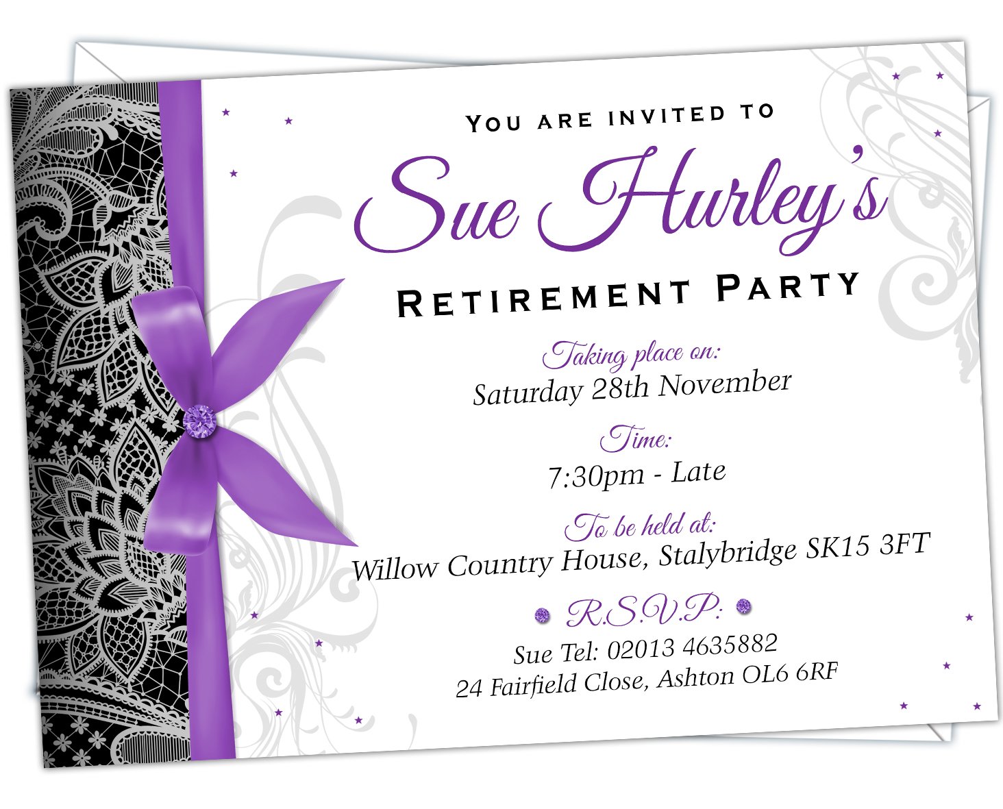 Personalised Retirement Invitations Invites R 008 (Pack of 80)