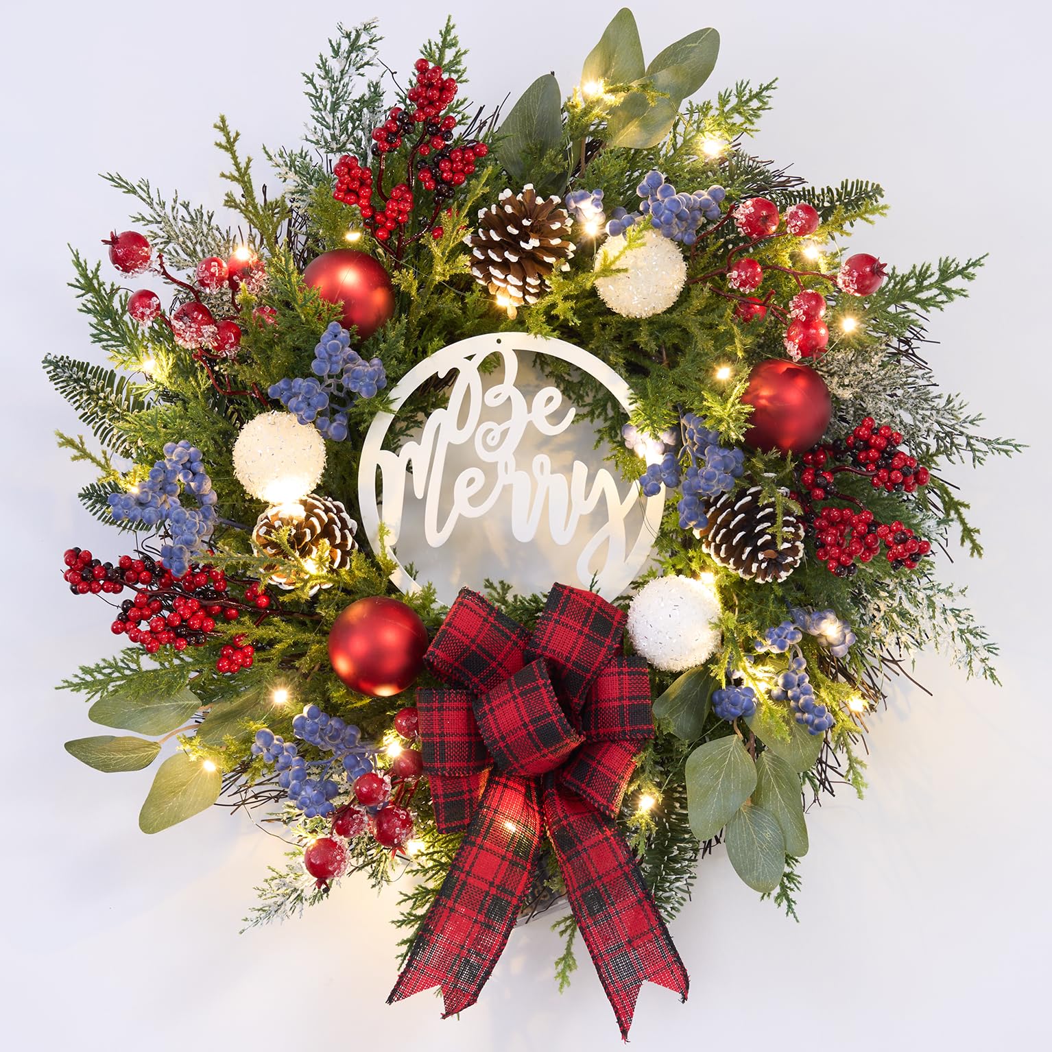 Amazon.com: Prelit Christmas Wreath for Front Door Outside,22 inch