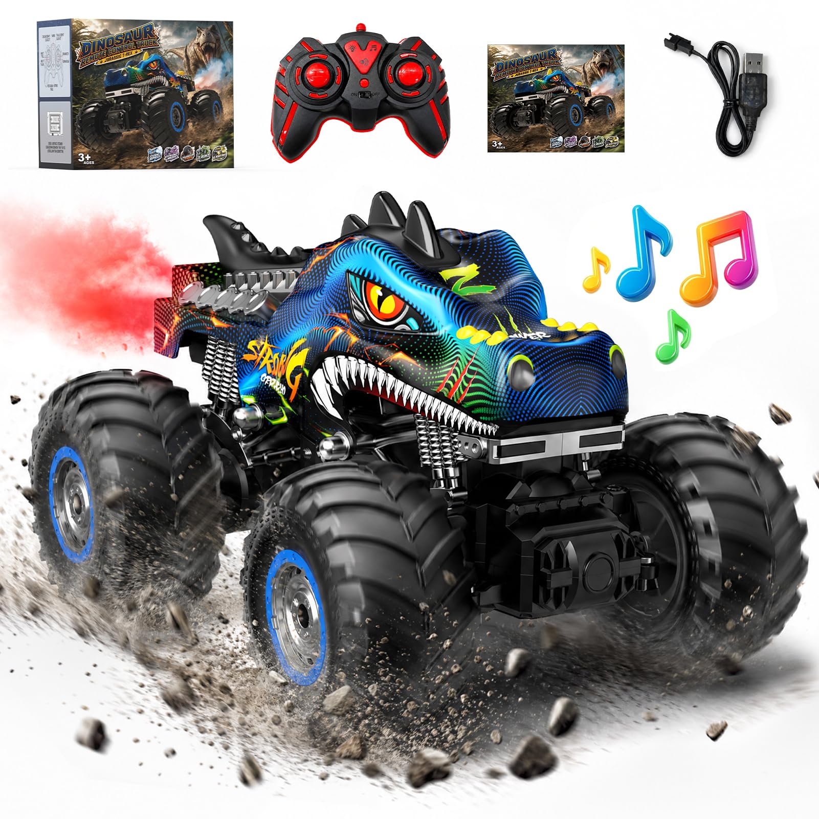Dinosaur Monster Truck Toys Remote Control Cars, Boys Toys Gift for 4-12