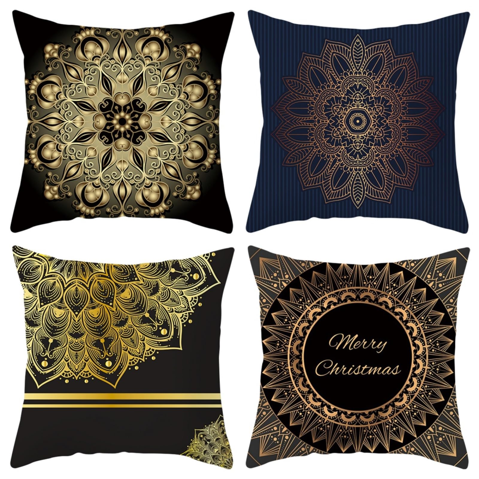 Fundas Cojines Sofa Azul Oro Negro Cushion Covers Funda Cojin 80x80/4 Pcs