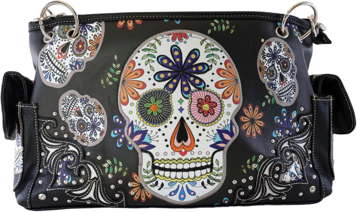 Briomhar Sugar Skull Goth Purse for Women - Day of the Dead Conceal Carry Handbag