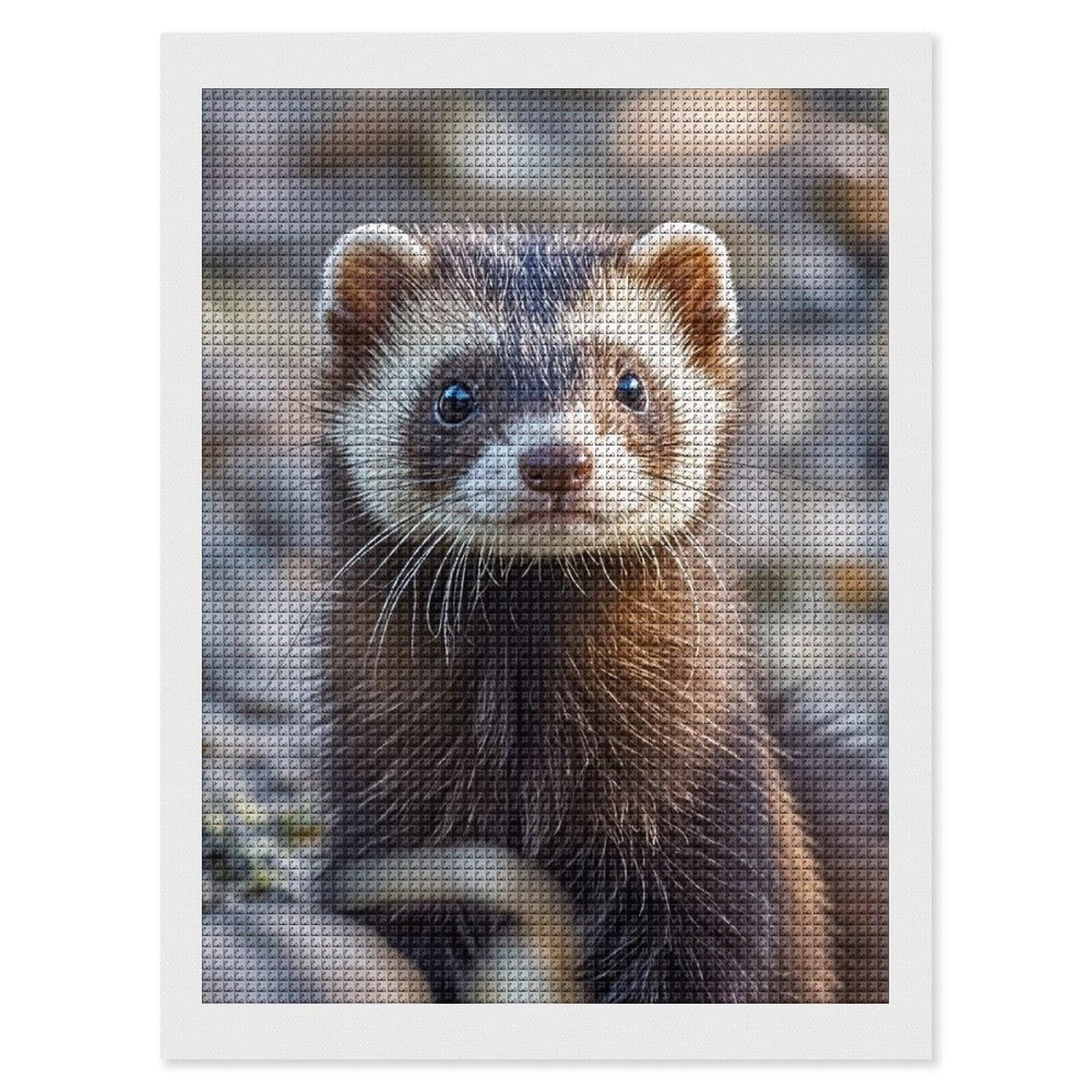 FHECVBN Diamond Painting Kits for Adults Hairy Ferret Paint by Diamond for Beginners Diamonds Art Kits DIY 5D Full Square Drill Paint Gem Art Painting for Home Decor 12"x16"
