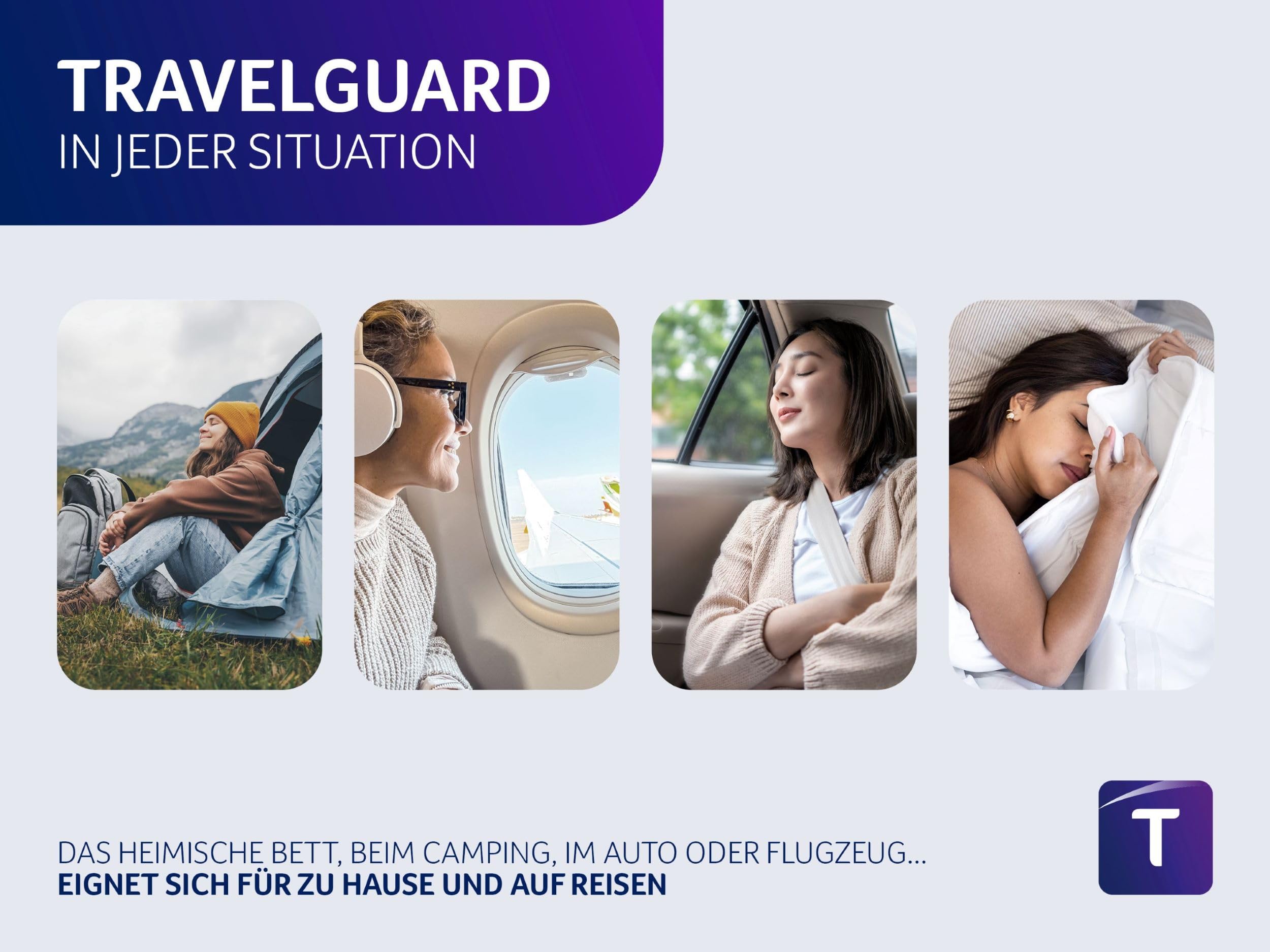 Traumnacht Travelguard ergonomisches Nackenkissen, Kopfkissen, Reisekissen für einen erholsamen Schlaf, 35 x 50 cm, weiß, Öko-Tex geprüft, produziert nach deutschem Qualitätsstandard