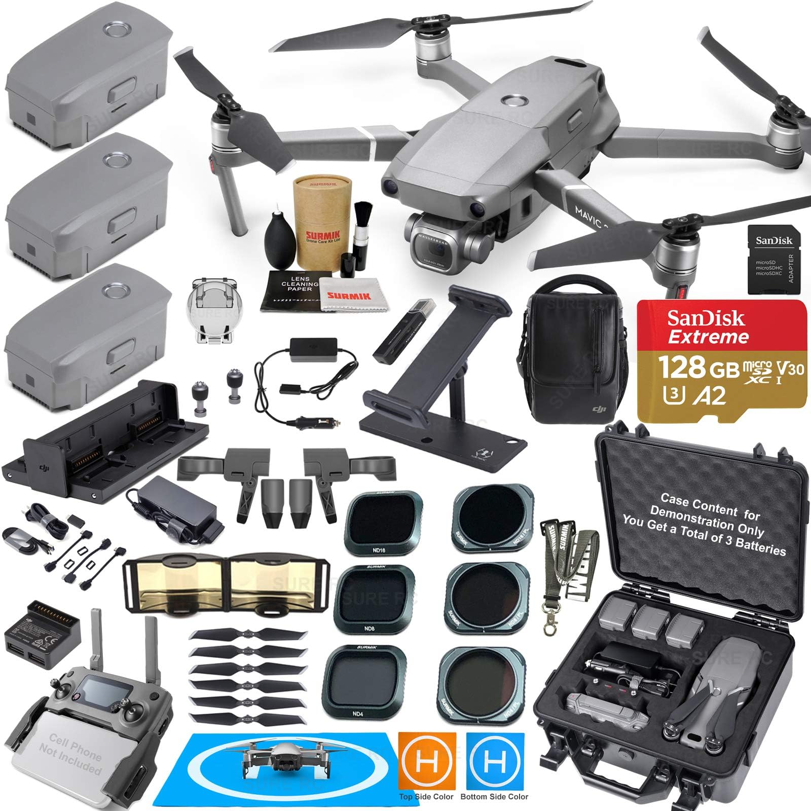 DJI Mavic 2 PRO Drone Quadcopter Fly More Kit Bundle with 3 Batteries, Hard Rugged Carrying Case, ND & Rotating Adjustable Polarizer Filter Set & Must Have Accessories (12 Items)