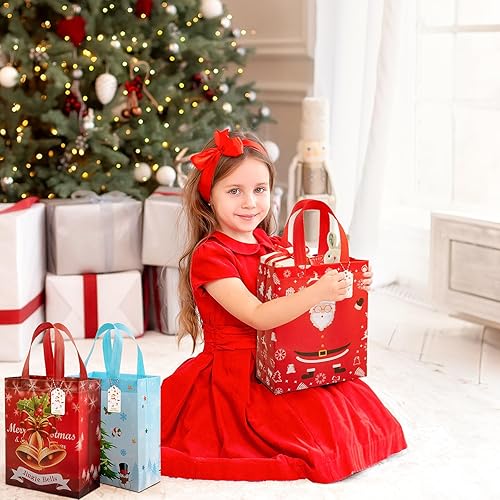 Miniatura 8 de STYPOP Pequeñas bolsas de regalo de Navidad para regalos de Navidad, 24 bolsas de regalo de Navidad no tejidas, bolsas de Navidad reutilizables,