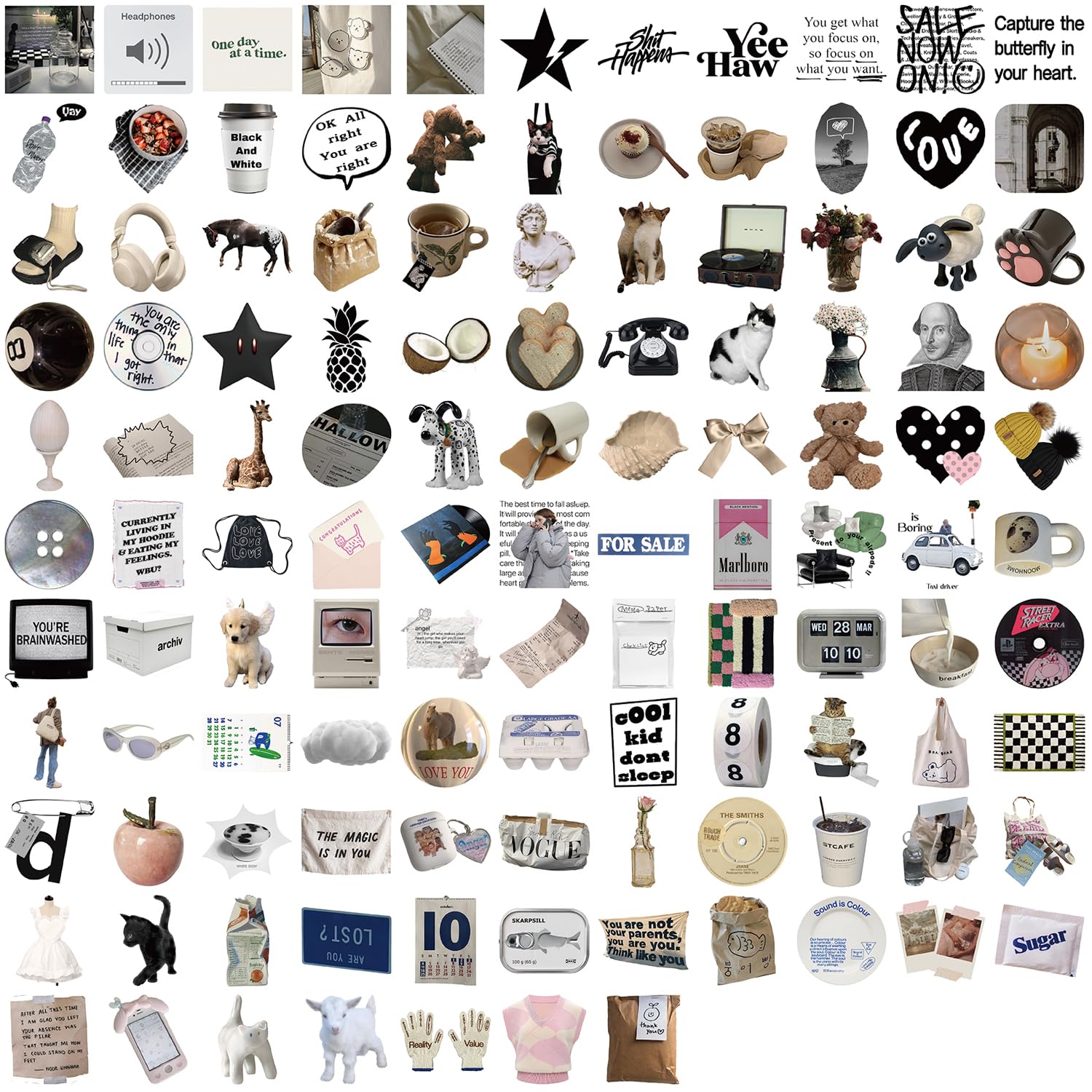 100Pcs Vintage Aesthetic Stickers for Scrapbooks,Cute Vinyl Stickers for Water Bottles Skateboard Notebooks Phone Kindle,Laptop Stickers for Kids Teens Adults Girls - Image 4