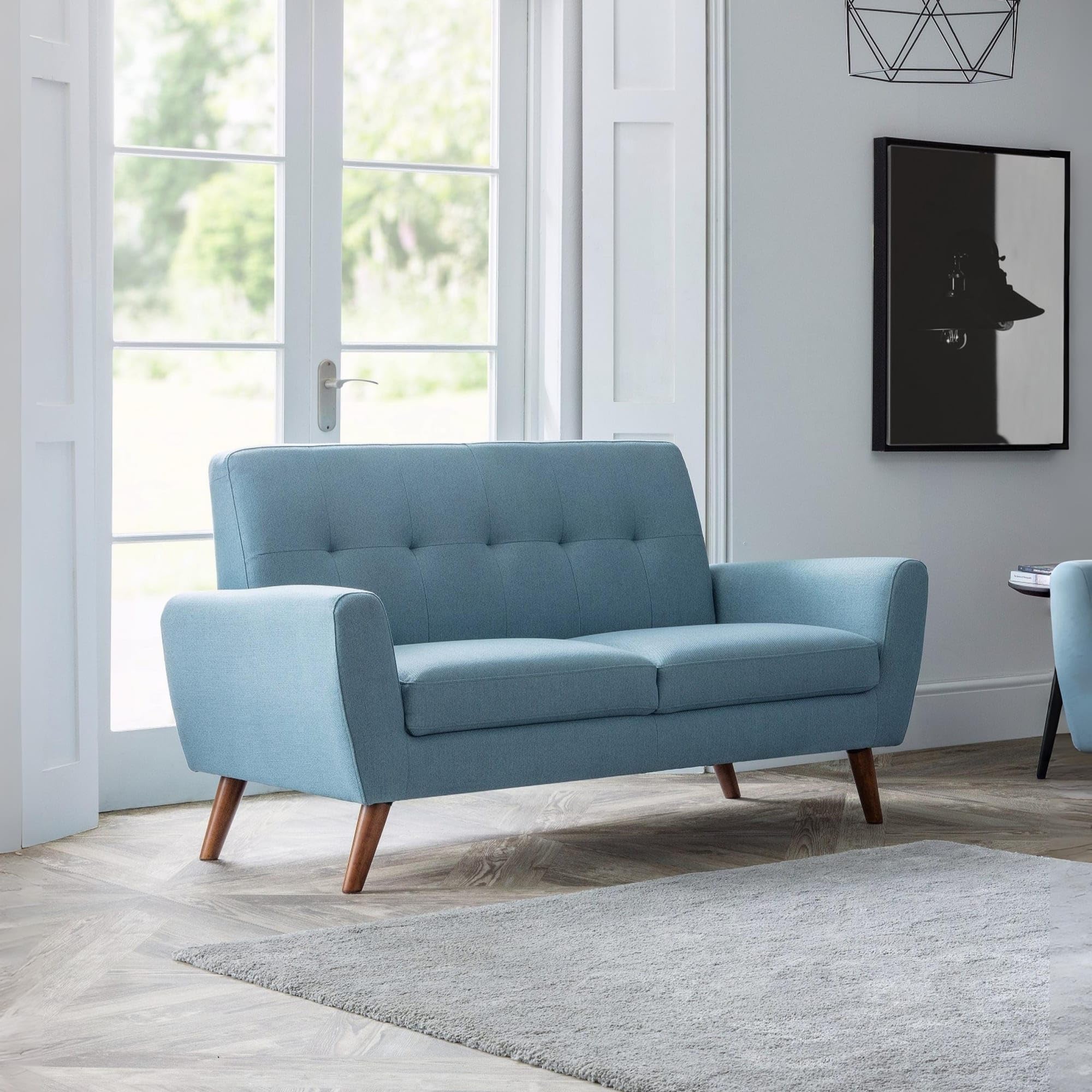 Julian Bowen Blue Fabric Monza 2 Seater Sofas