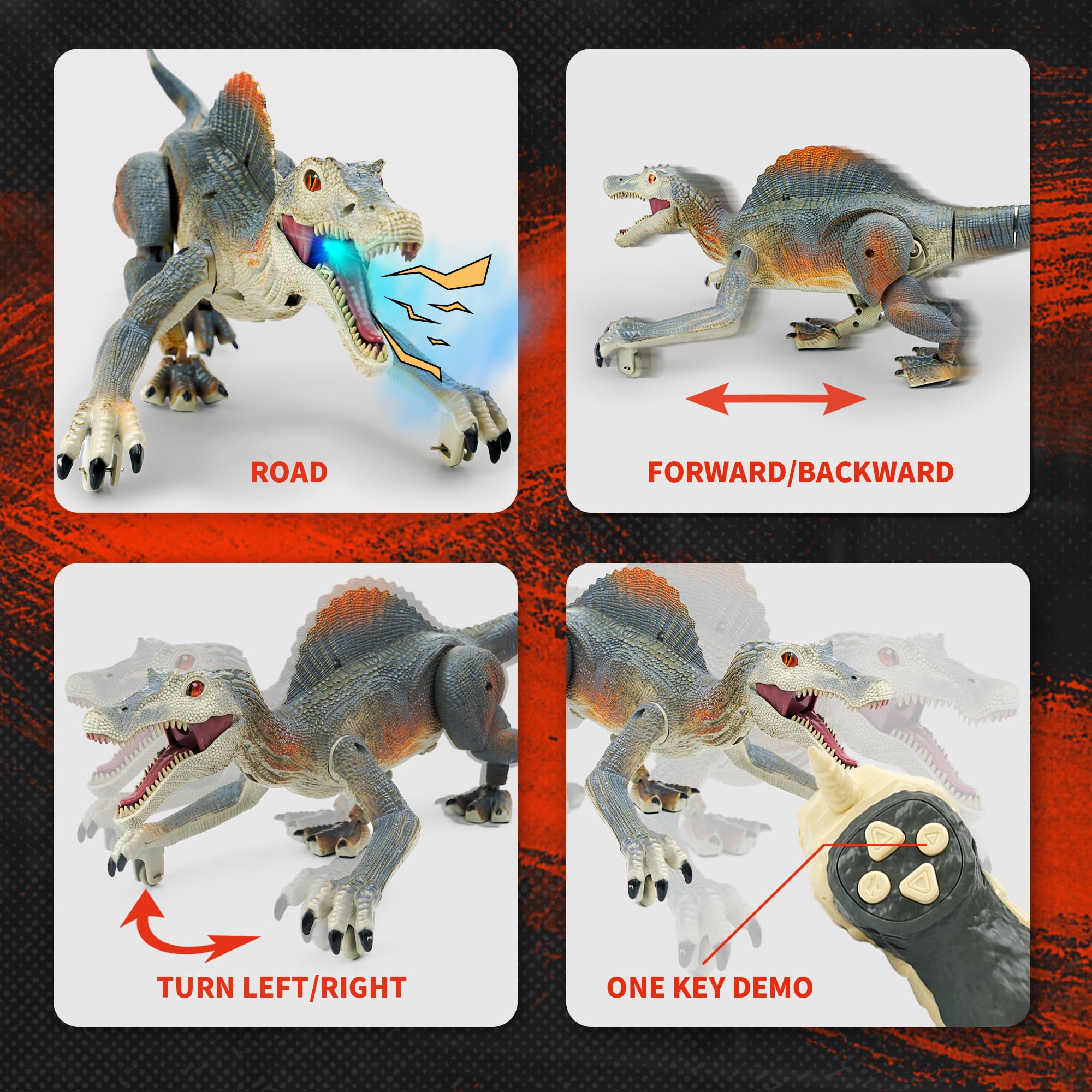 BEZGAR Remote Control Dinosaur Toys, Electronic Walking RC Robot Dinosaurs with Light - Image 2