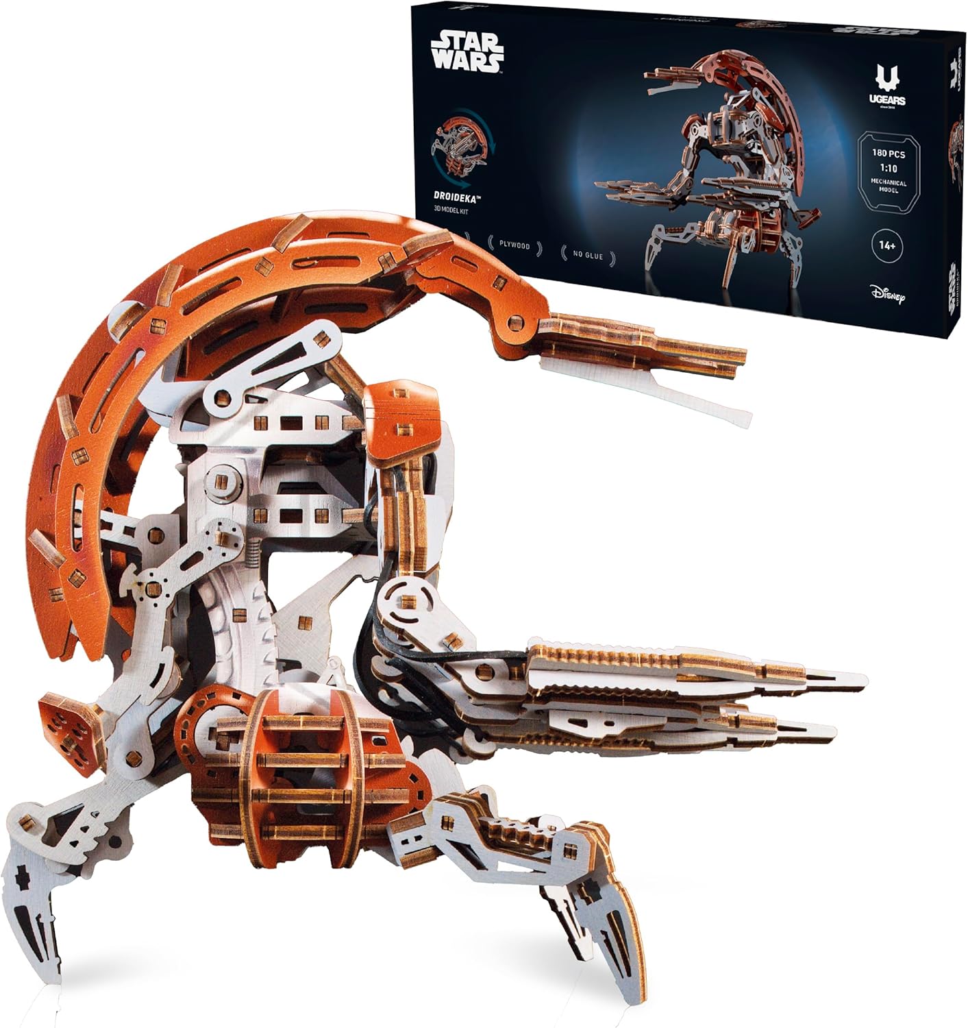 UGEARS Star Wars™ Droideka™ 3D Wooden Puzzle – Mechanical Wooden Model Kit to Build, DIY Construction Hobby Set, Collectible Wood Puzzle, Detailed Building Project & Gift Idea for Men and Women
