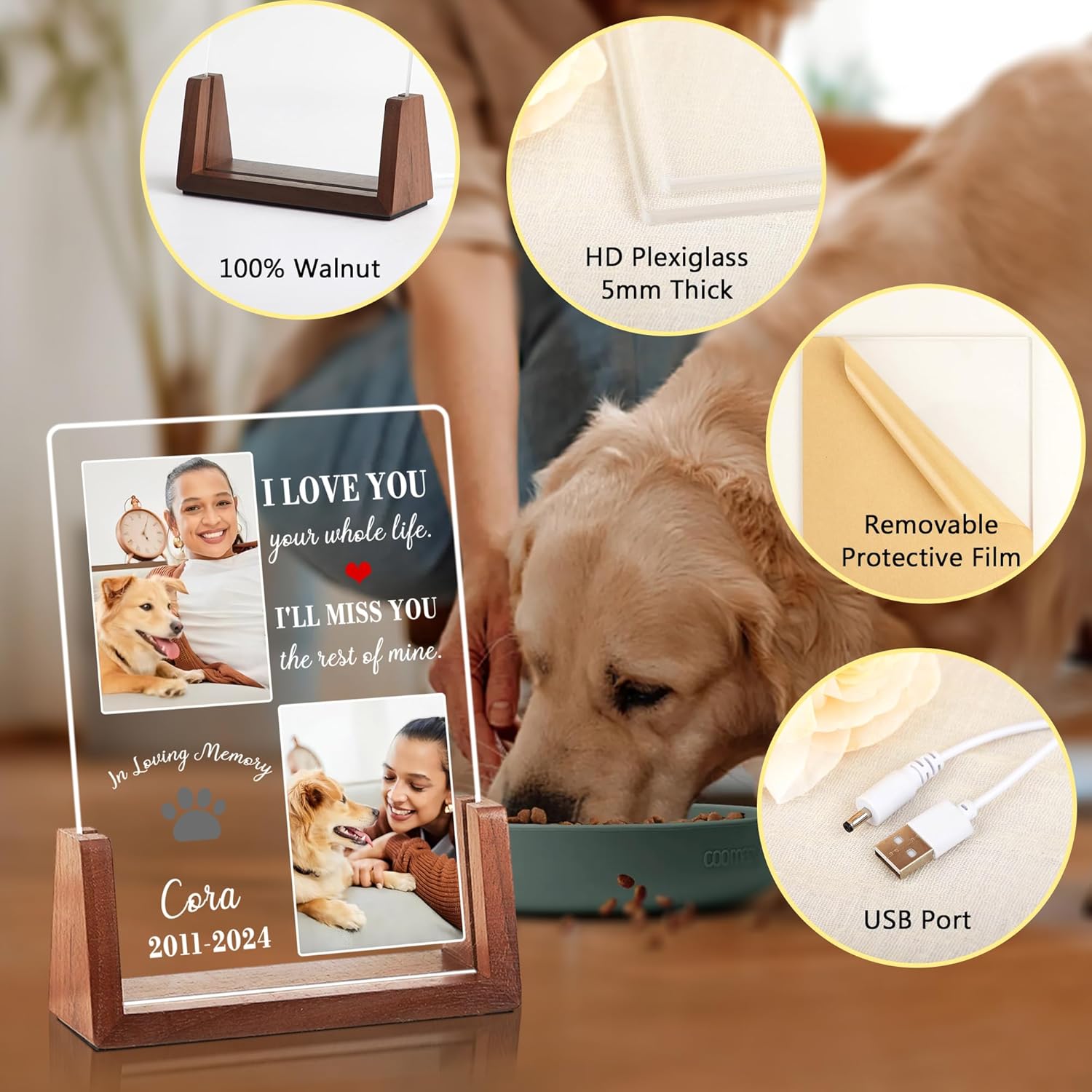 Customized Dog Memorial Gifts for Loss of Dog, Dog Memorial Gifts, Dog Memorial Gifts, Dog Loss Sympathy Gift, Pet Memorial Gifts, Pet Memorial Acrylic Light, Cat Memorial Gifts, Gifts for Pet Lovers - Image 5